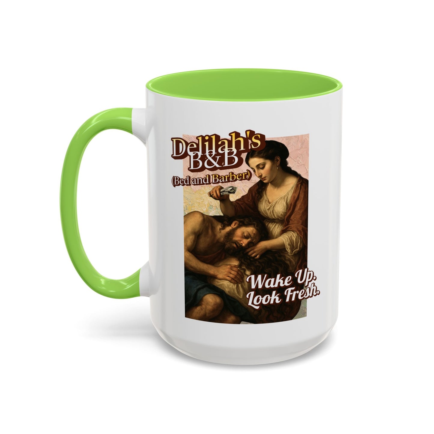 Funny Vintage Sampson Delilah's B&B Coffee Mug Bible Humor