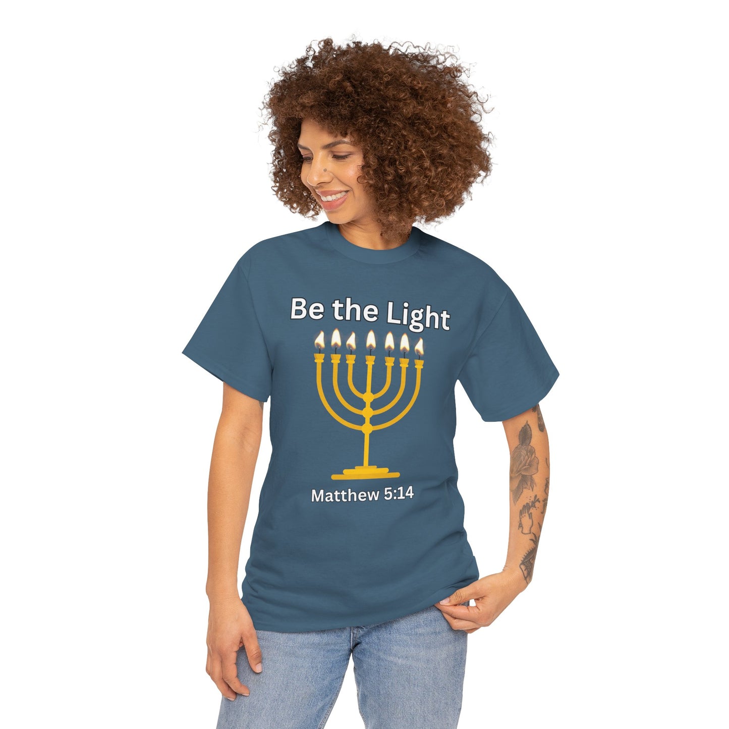 Be the Light Menorah: Unisex Heavy Cotton Tee Matthew 5:14