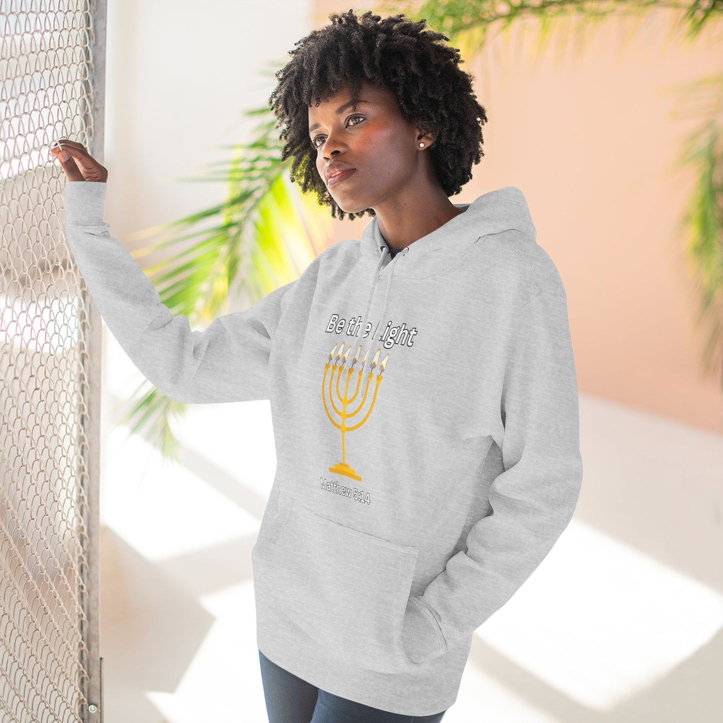Be The Light Menorah Three-Panel Fleece Hoodie