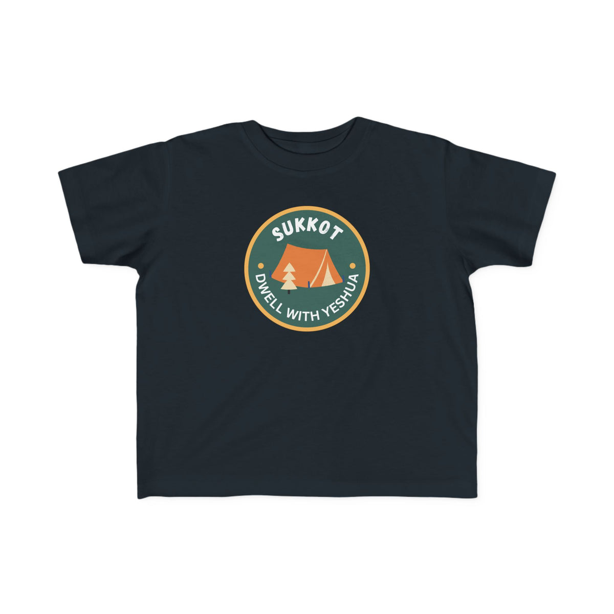 Sukkot Toddler Tee — “Dwell with Yeshua” Camping Badge (Canada)