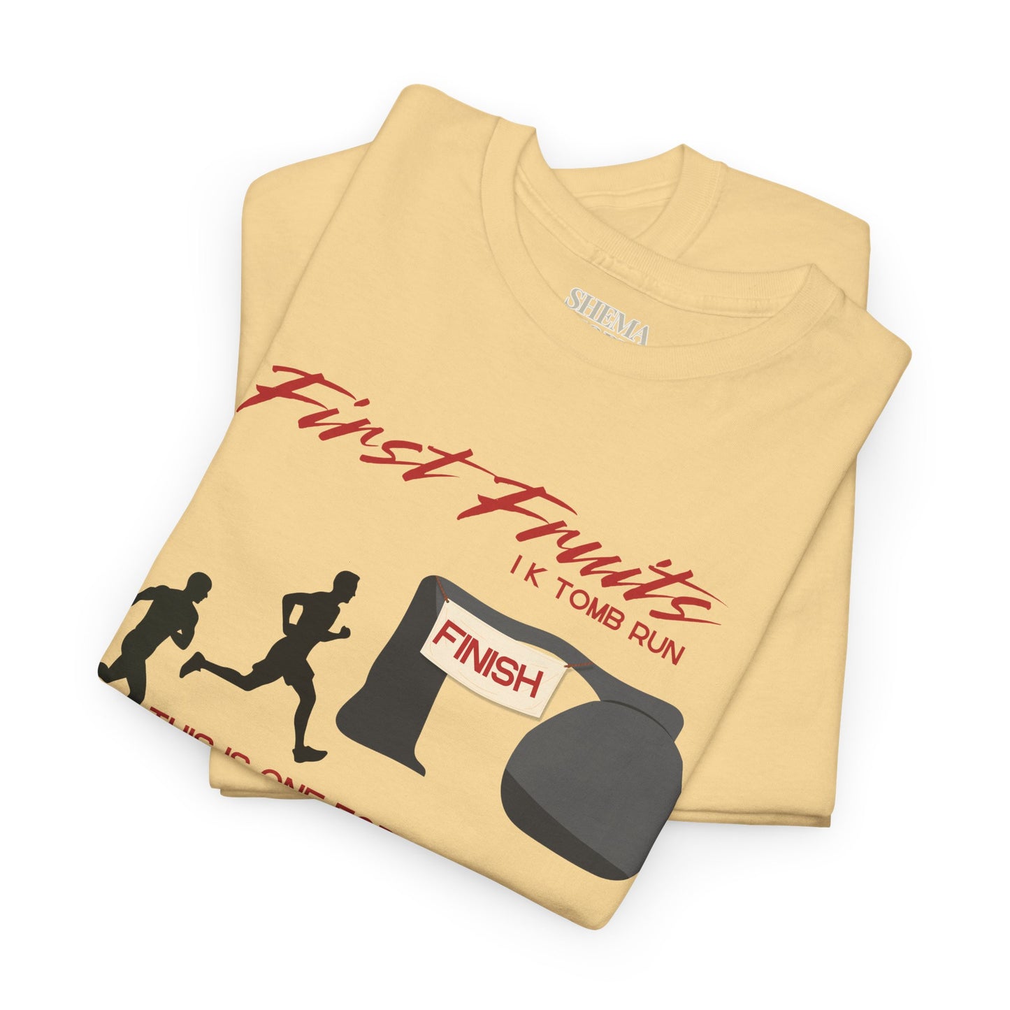 First Fruits 1k Tomb Run Unisex Tee - Funny Biblical Design