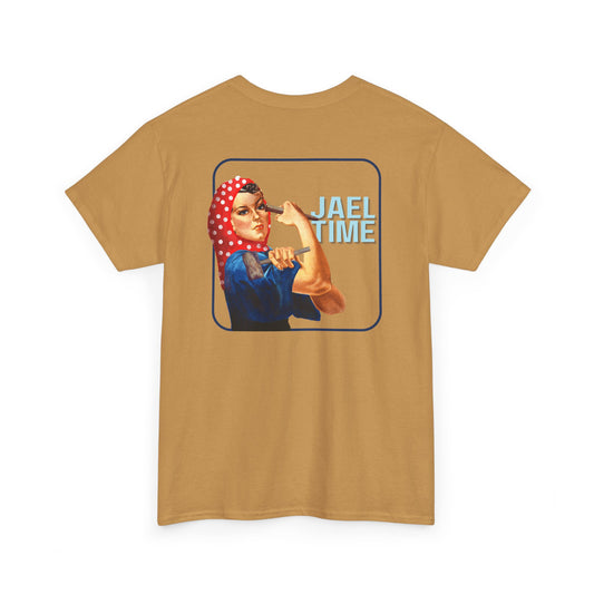 'Jael Time' Humorous Bible Story T-Shirt with Tent Peg and Hammer Design Cotton Tee