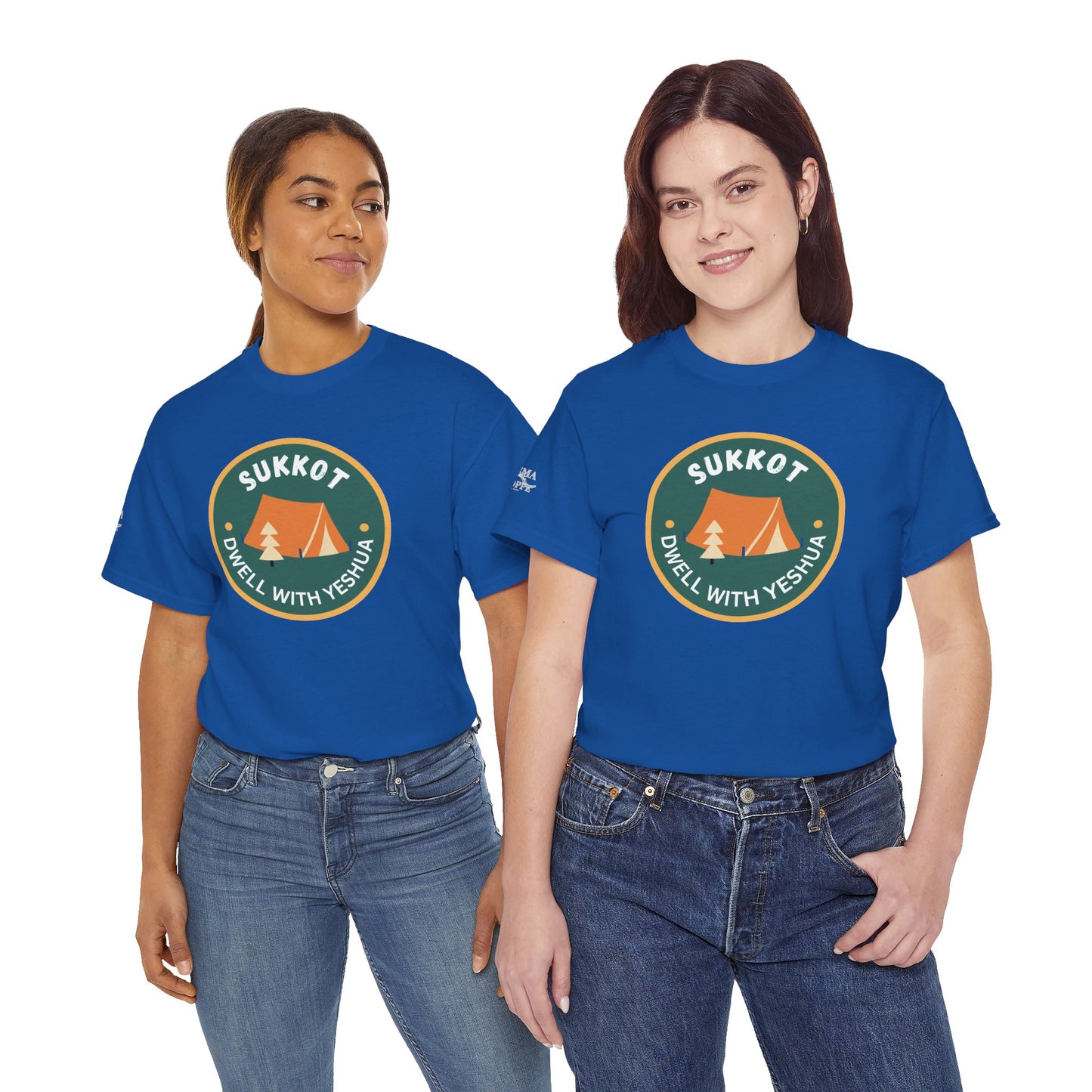Sukkot Camping Tee — “Dwell With Yeshua” Biblical Feast T‑Shirt