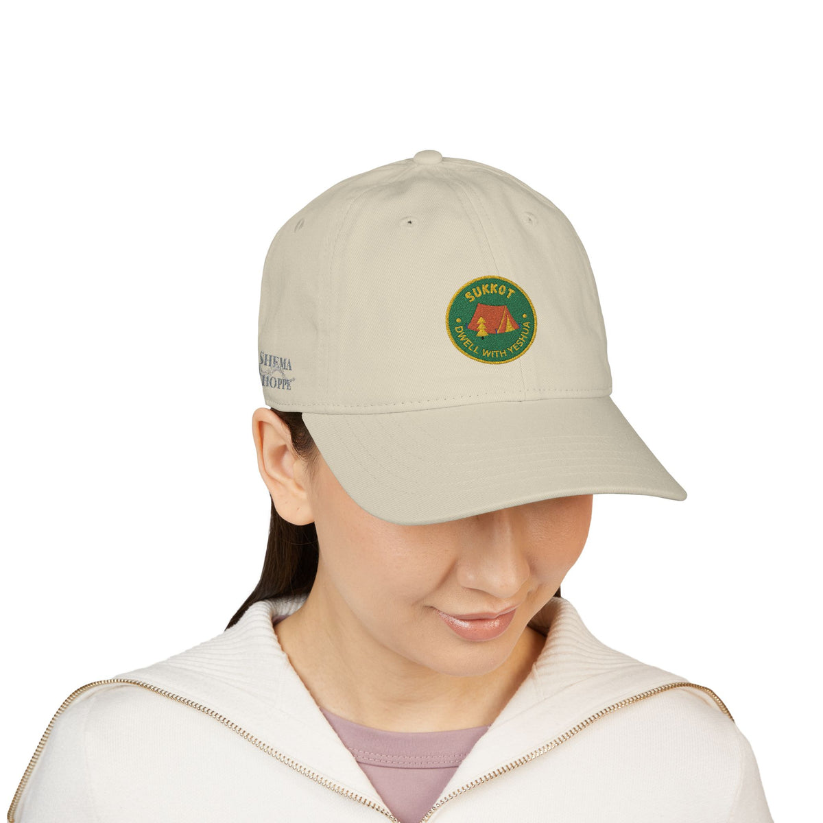 Organic Embroidered Sukkot With Yeshua Baseball Cap — Green Tent Patch