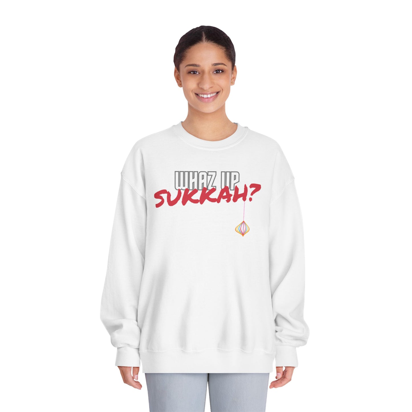 Funny Sukkot Sweater Unisex Sweatshirt "What Up Sukkah"