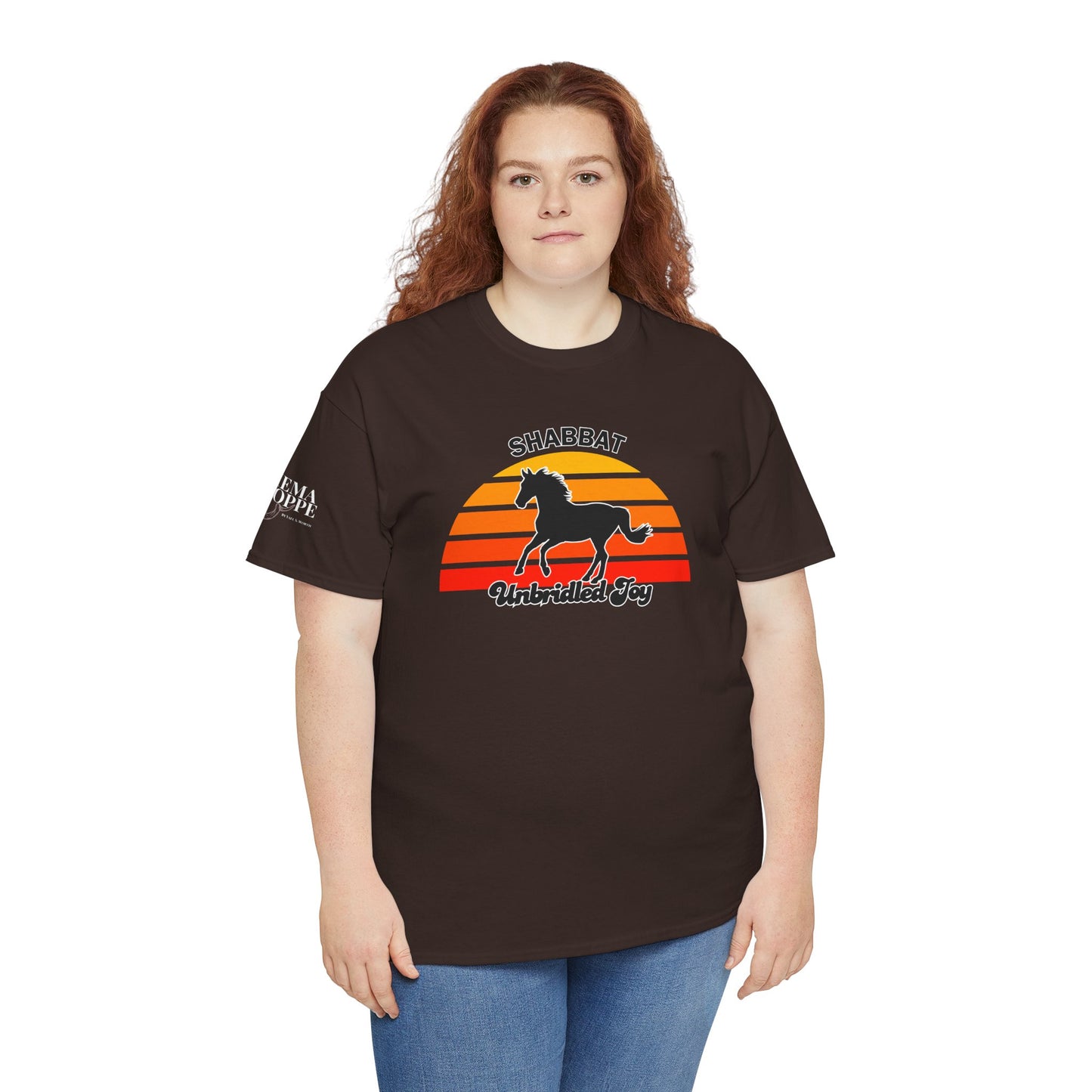 Shabbat Unbridled Joy Tee — Retro Horse Sabbath Sunset T‑Shirt