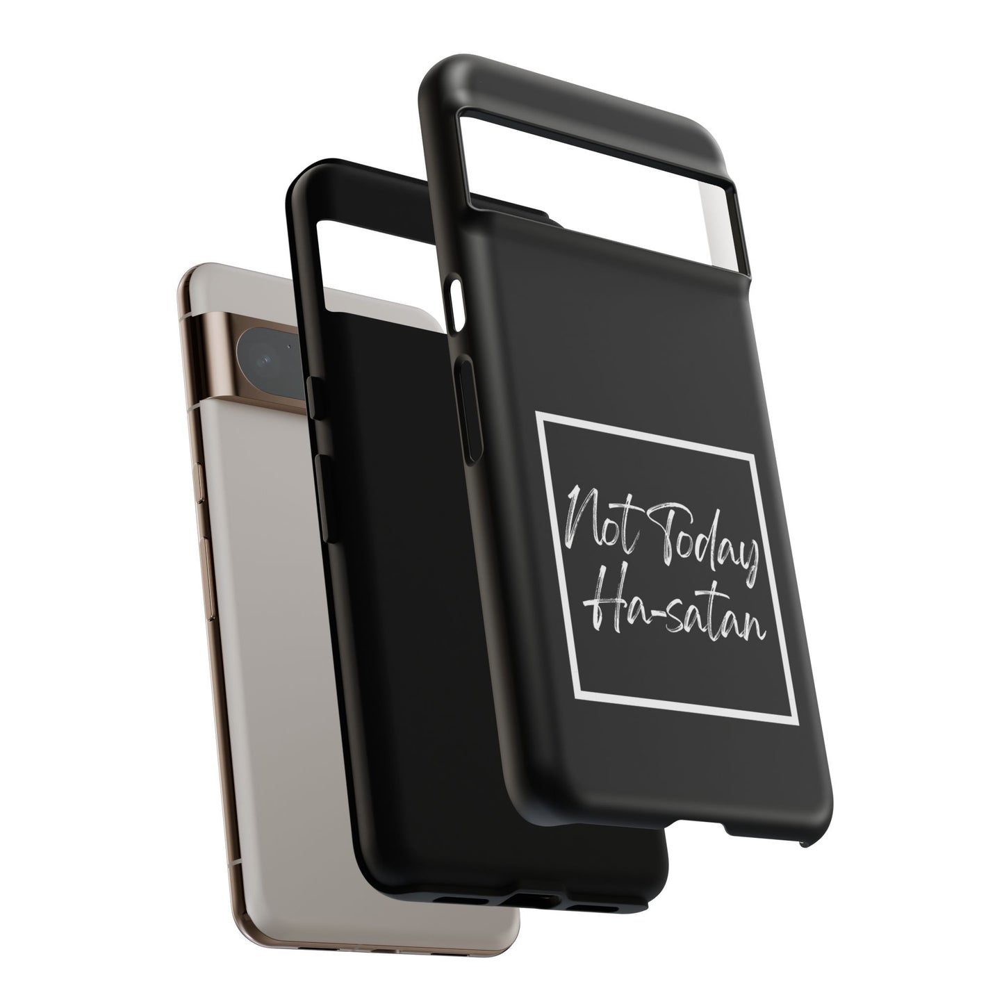 Phone Case- “Not Today Ha-satan” Black Tough Protective Cover Hebrew Humor