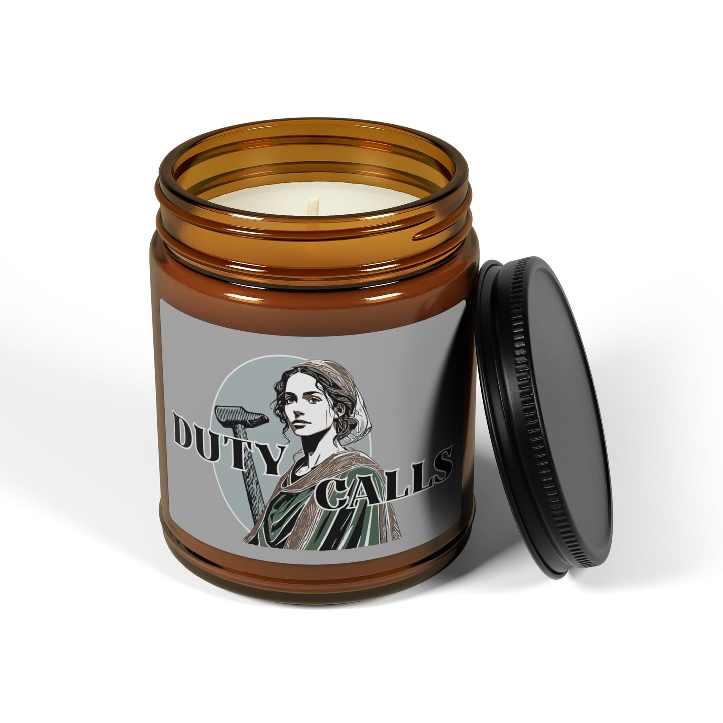 Biblical Portrait Amber Soy Candle — "Duty Calls" Scented Jar (Multi-Size)