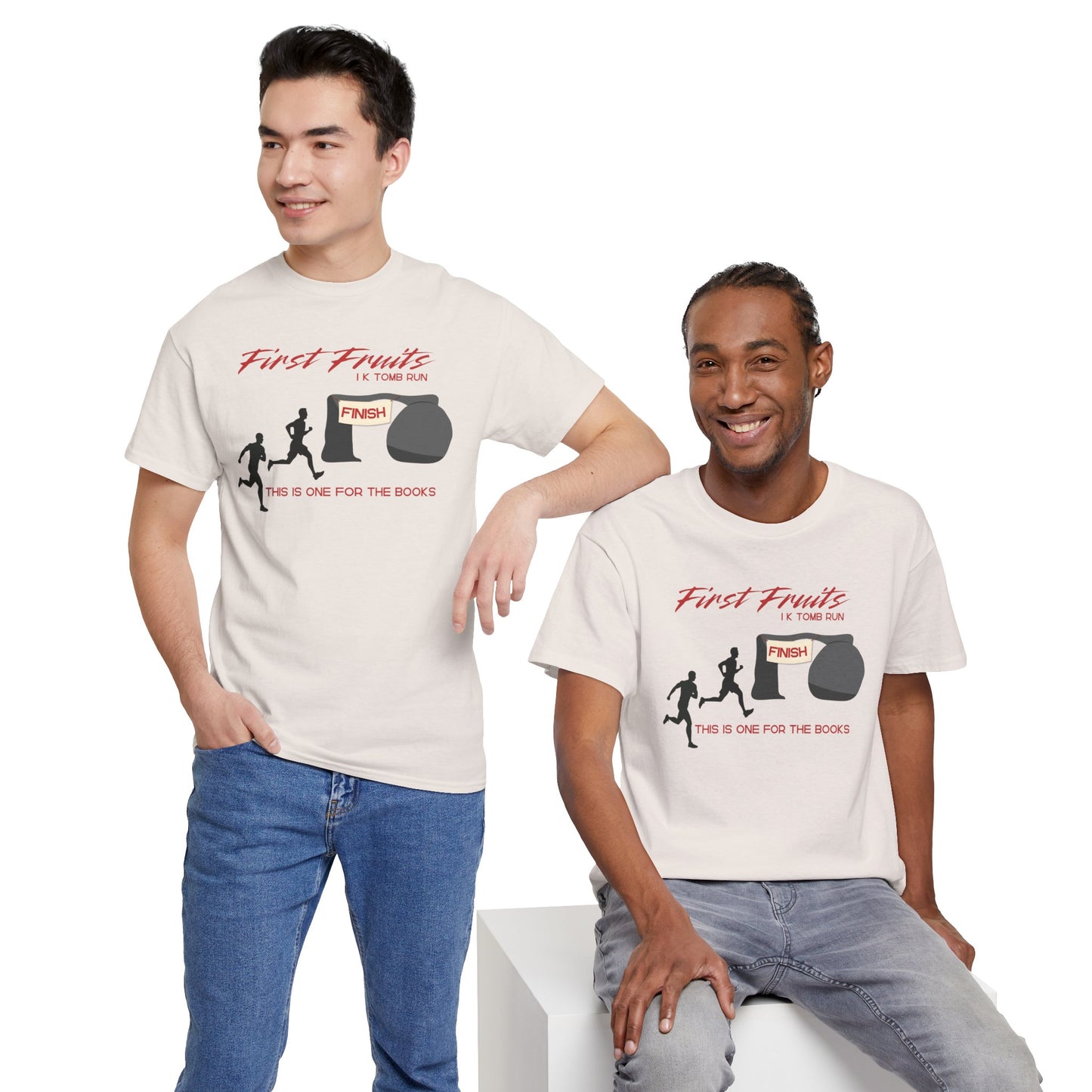 First Fruits 1k Tomb Run Unisex Tee - Funny Biblical Design