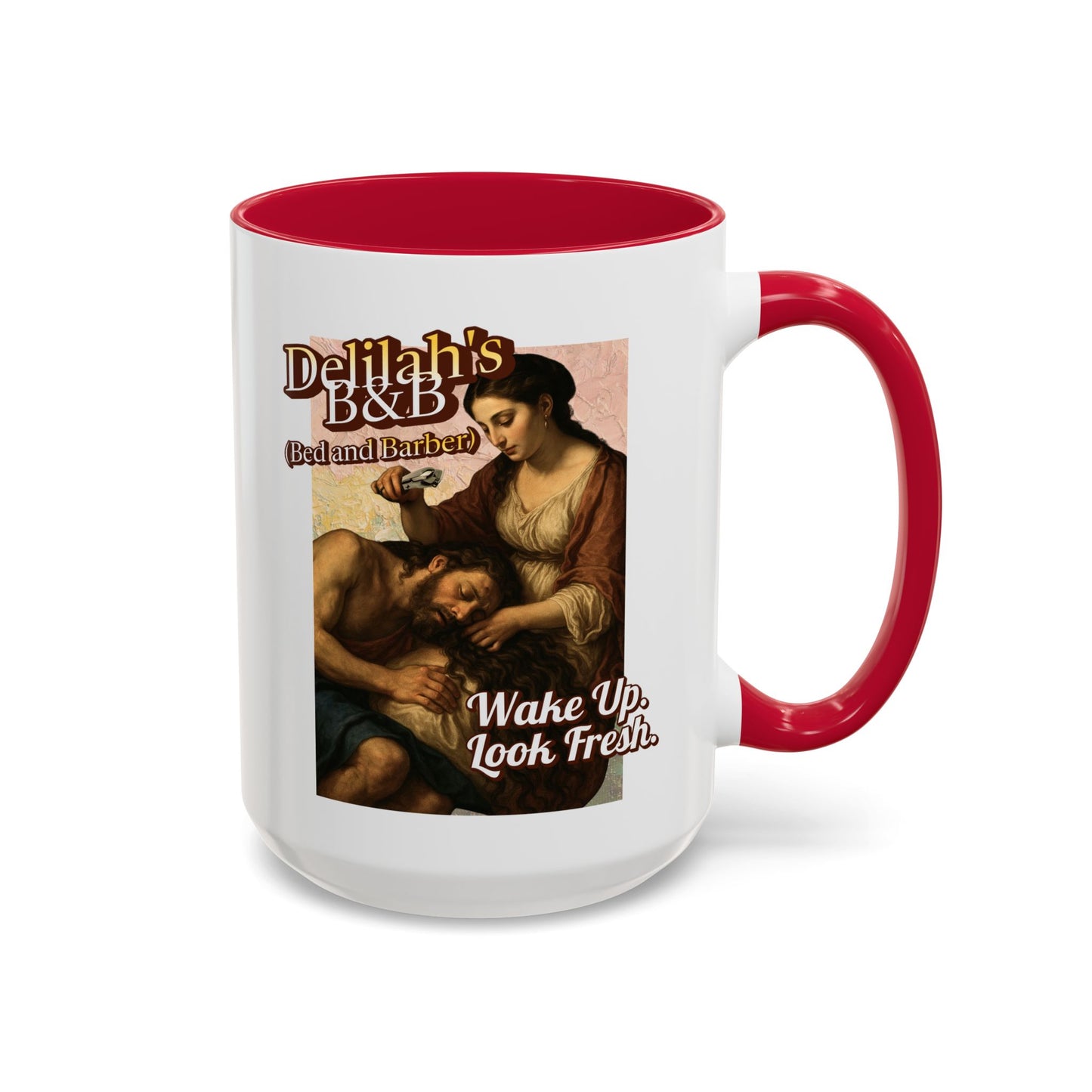 Funny Vintage Sampson Delilah's B&B Coffee Mug Bible Humor