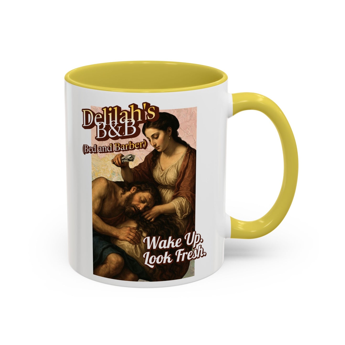Funny Vintage Sampson Delilah's B&B Coffee Mug Bible Humor