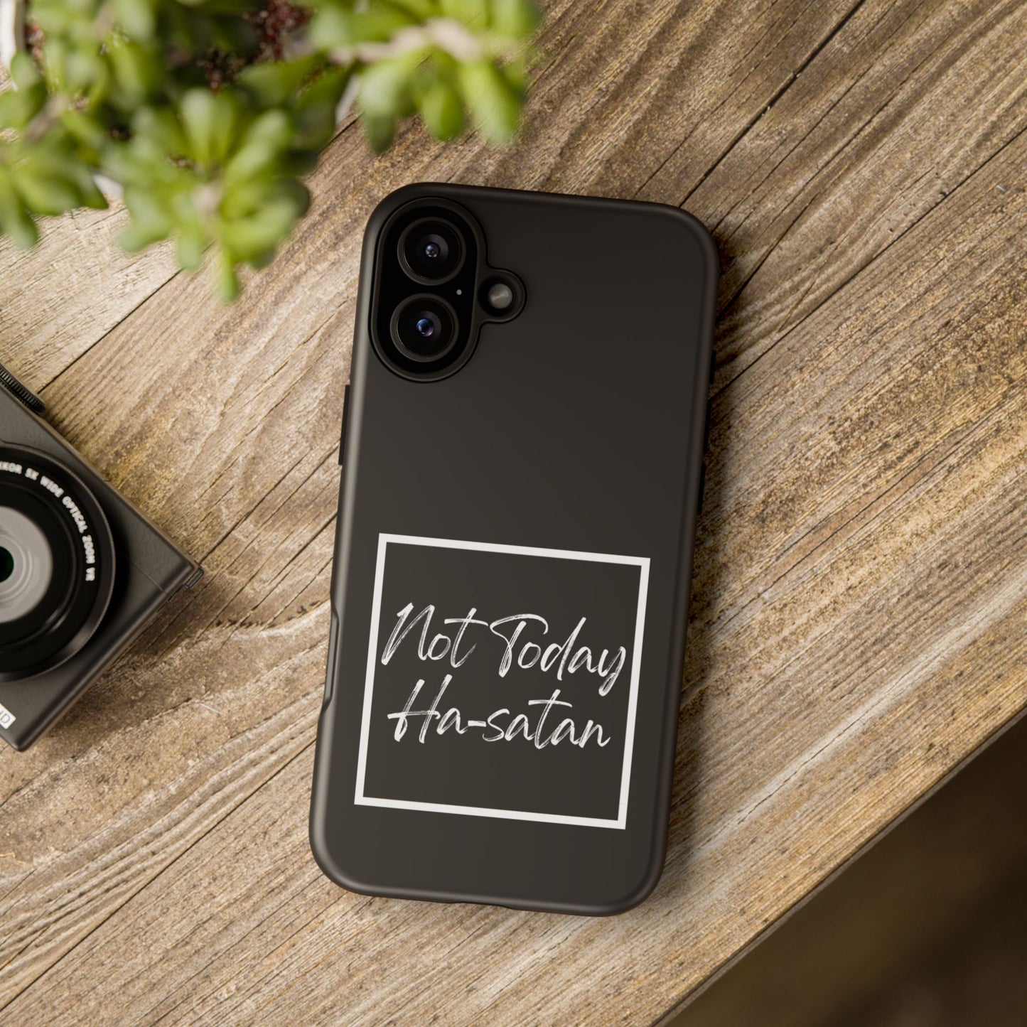 Phone Case- “Not Today Ha-satan” Black Tough Protective Cover Hebrew Humor