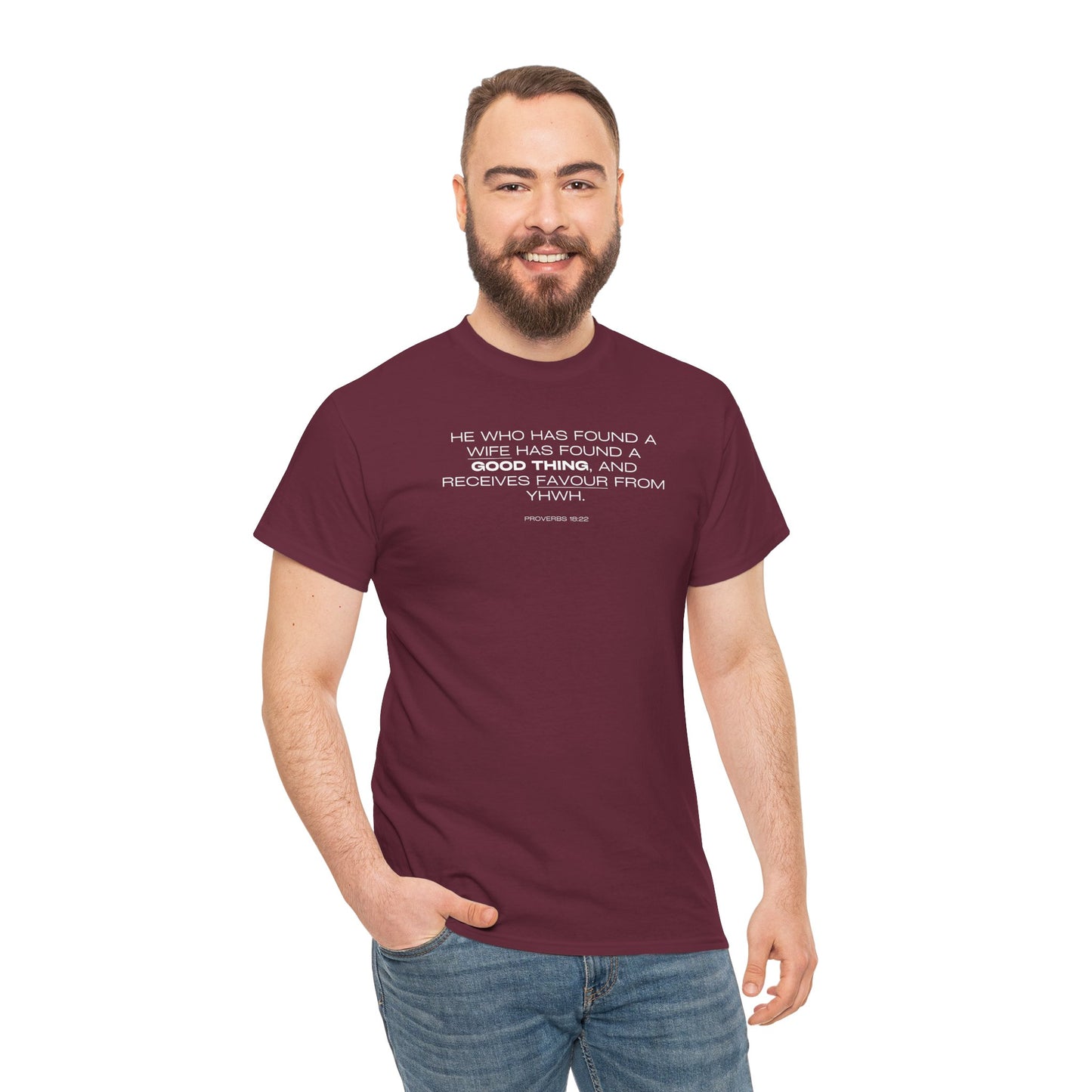 Proverbs 18:22 Men's Tee - Engagements, Weddings, Anniversaries- For The Coordinated Couple 100% Cotton