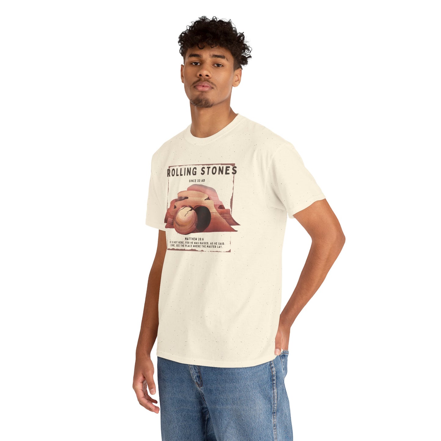 Rolling Stones Since 33 AD Biblical Graphic Tee — "Hebrew Hahas" Vintage Faith Shirt