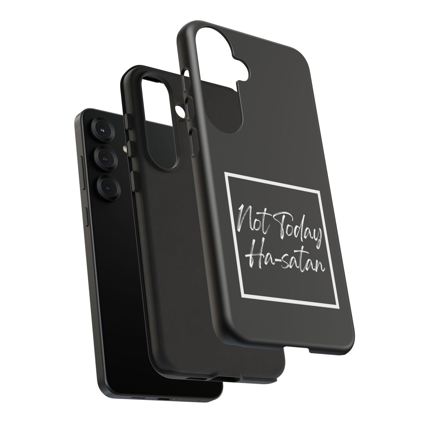 Phone Case- “Not Today Ha-satan” Black Tough Protective Cover Hebrew Humor