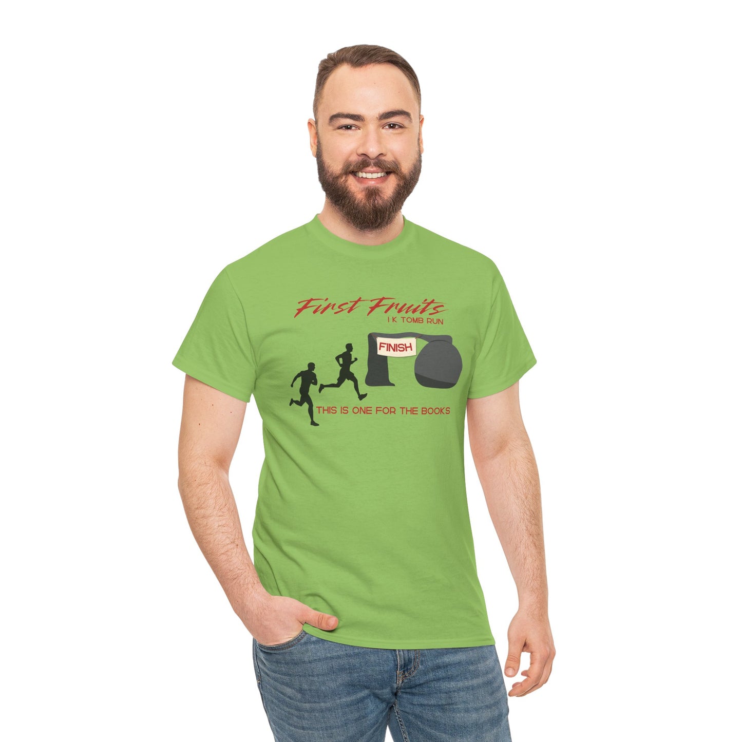 First Fruits 1k Tomb Run Unisex Tee - Funny Biblical Design