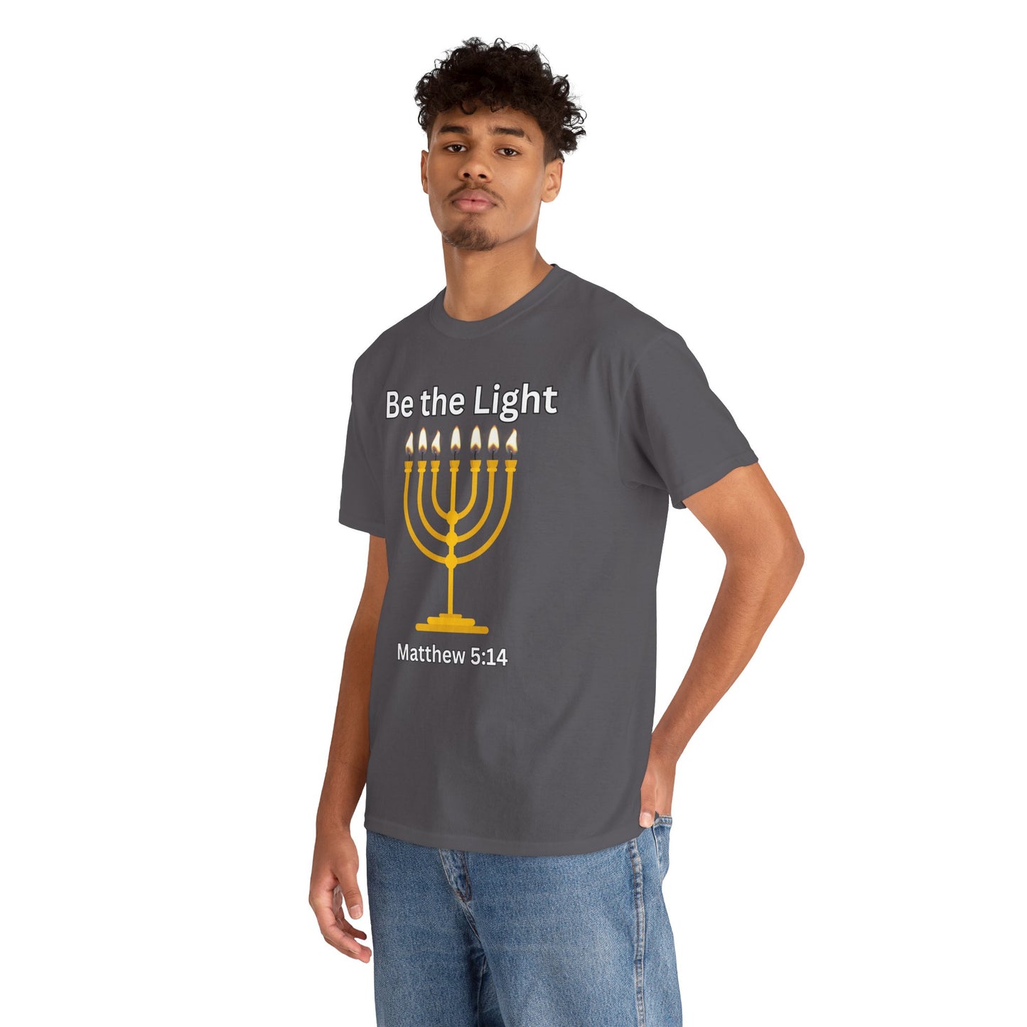 Be the Light Menorah: Unisex Heavy Cotton Tee Matthew 5:14