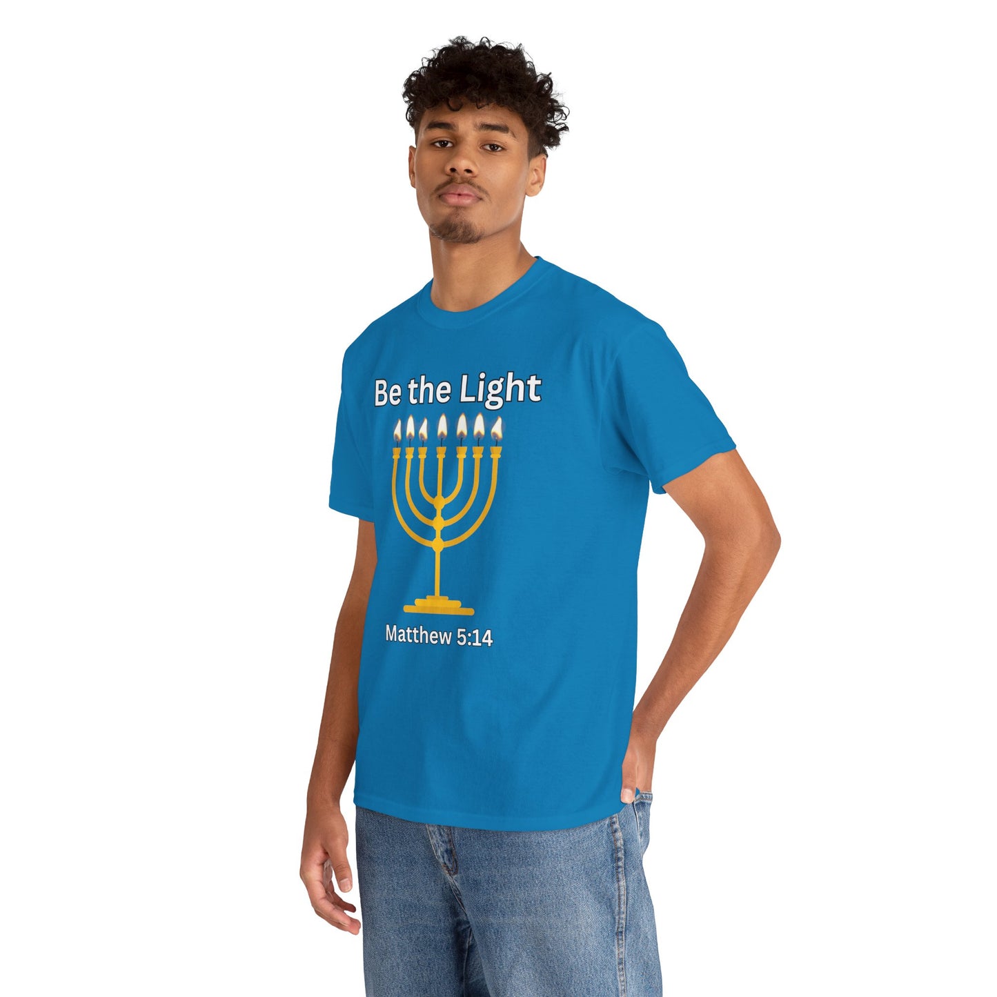 Be the Light Menorah: Unisex Heavy Cotton Tee Matthew 5:14