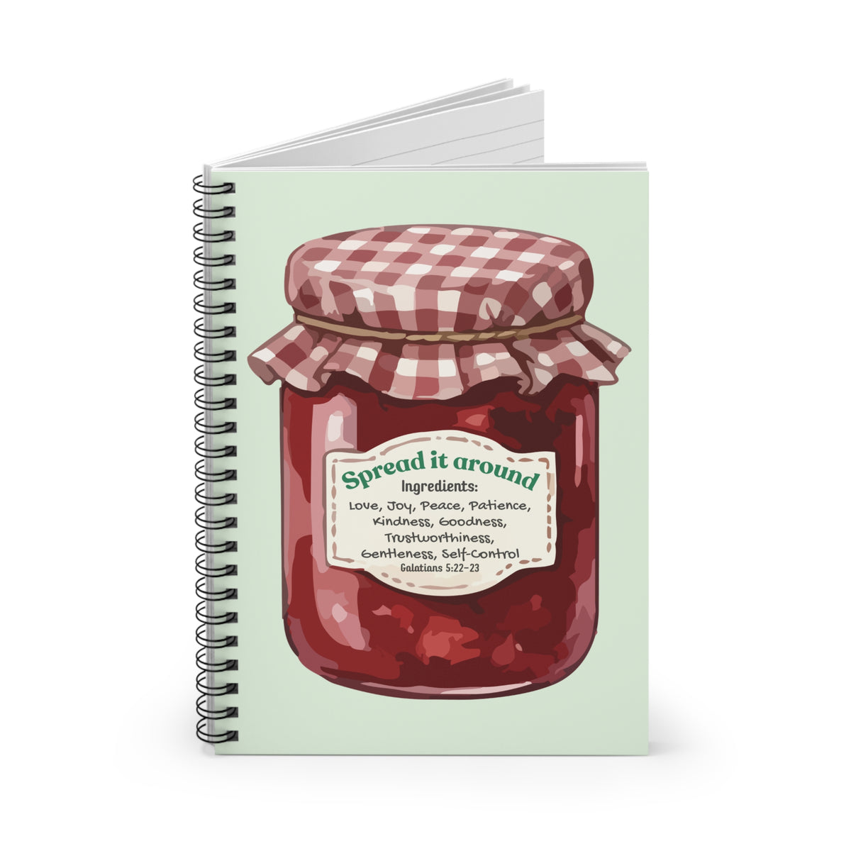 Jam Jar Notebook — "Spread It Around" Ruled Spiral Notebook (Inspirational Recipe Label)