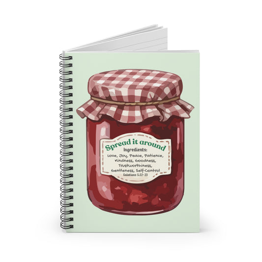 Jam Jar Notebook — "Spread It Around" Ruled Spiral Notebook (Inspirational Recipe Label)