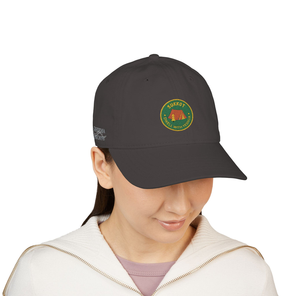 Organic Embroidered Sukkot With Yeshua Baseball Cap — Green Tent Patch