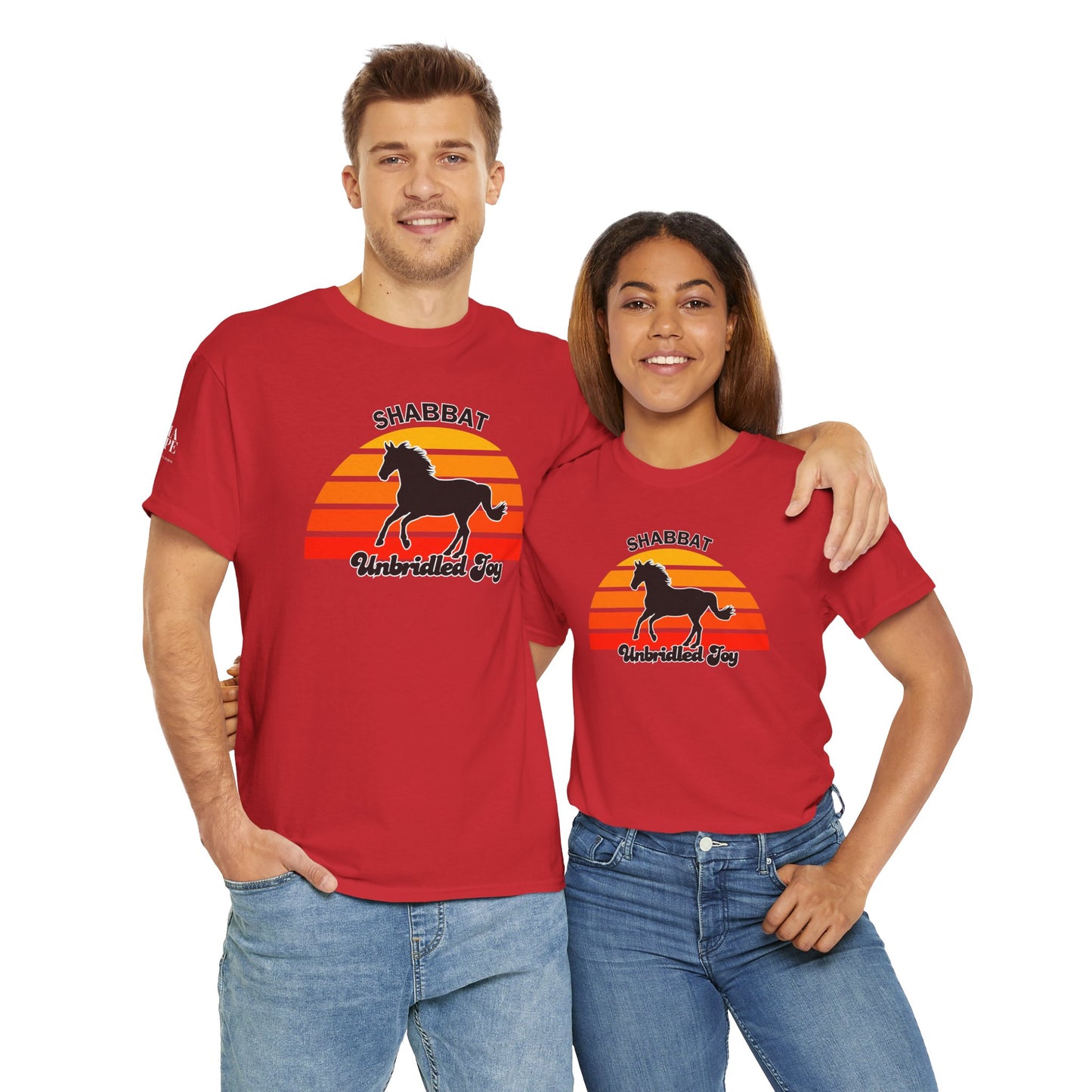 Shabbat Unbridled Joy Tee — Retro Horse Sabbath Sunset T‑Shirt