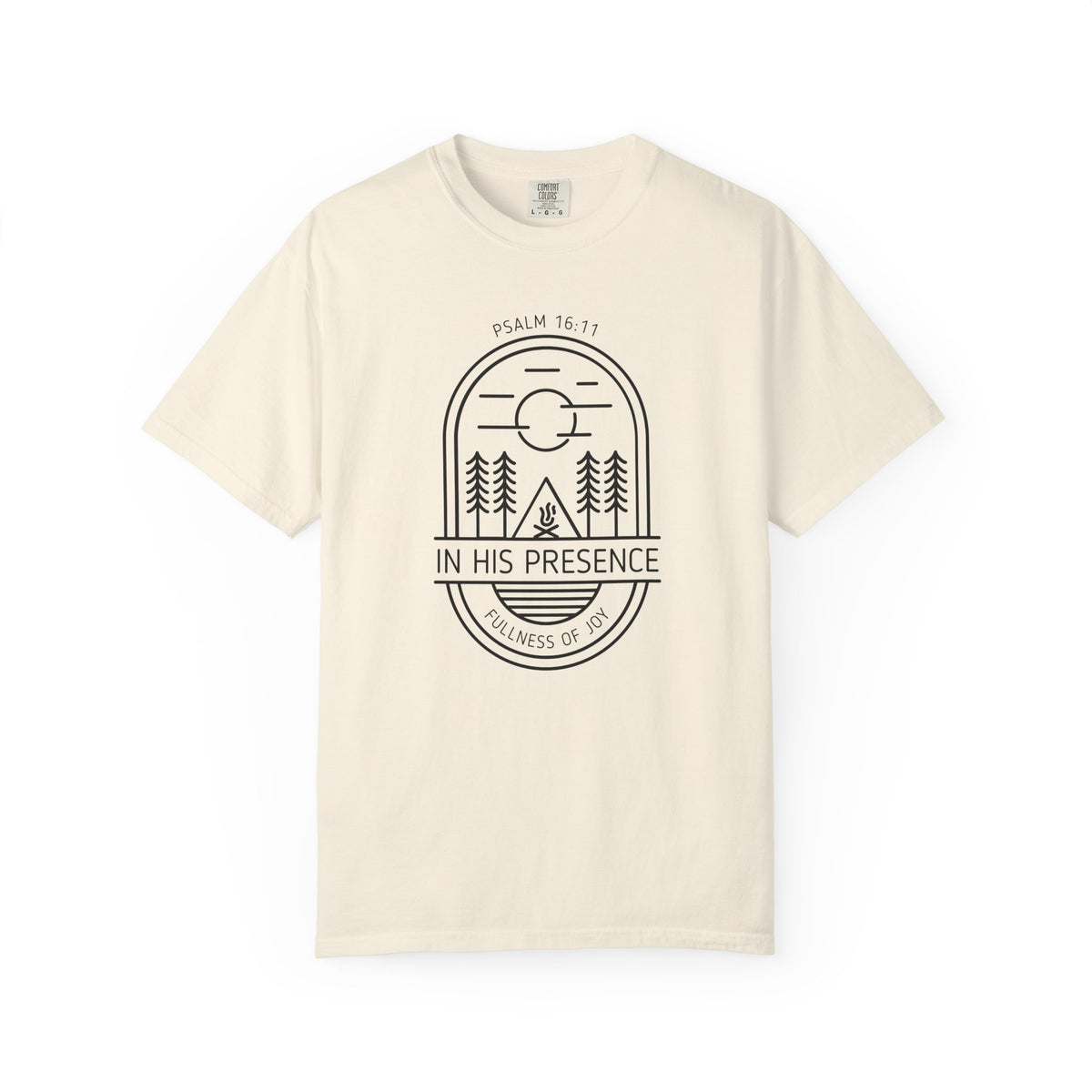 In His Presence T-Shirt — Psalm 16:11 Bible Verse Nature Comfort Colors Cotton Shirt