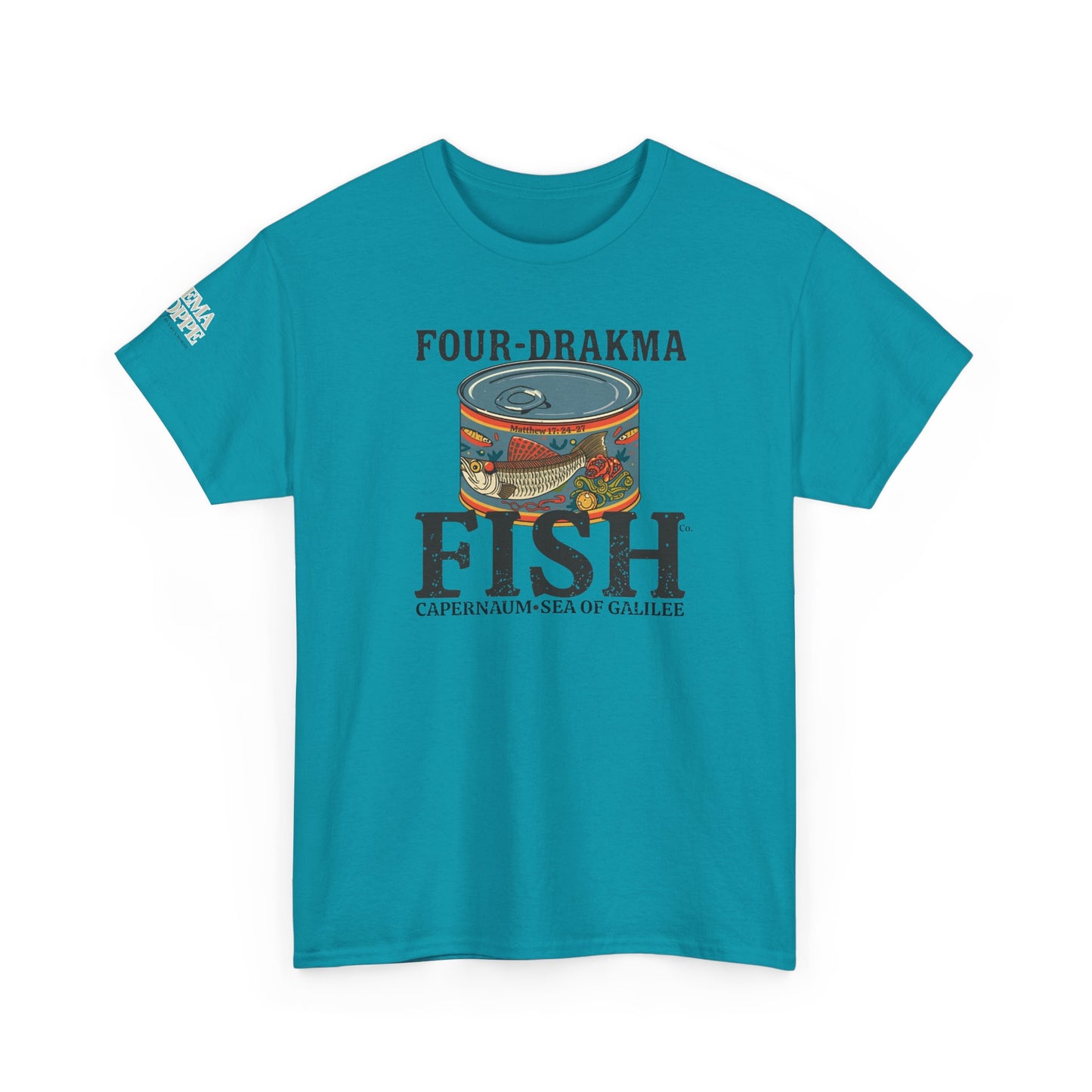 Vintage Four-Drachma Fish Co Matthew 17:24-27 Unisex Tee for Fishermen and Bible Enthusiasts