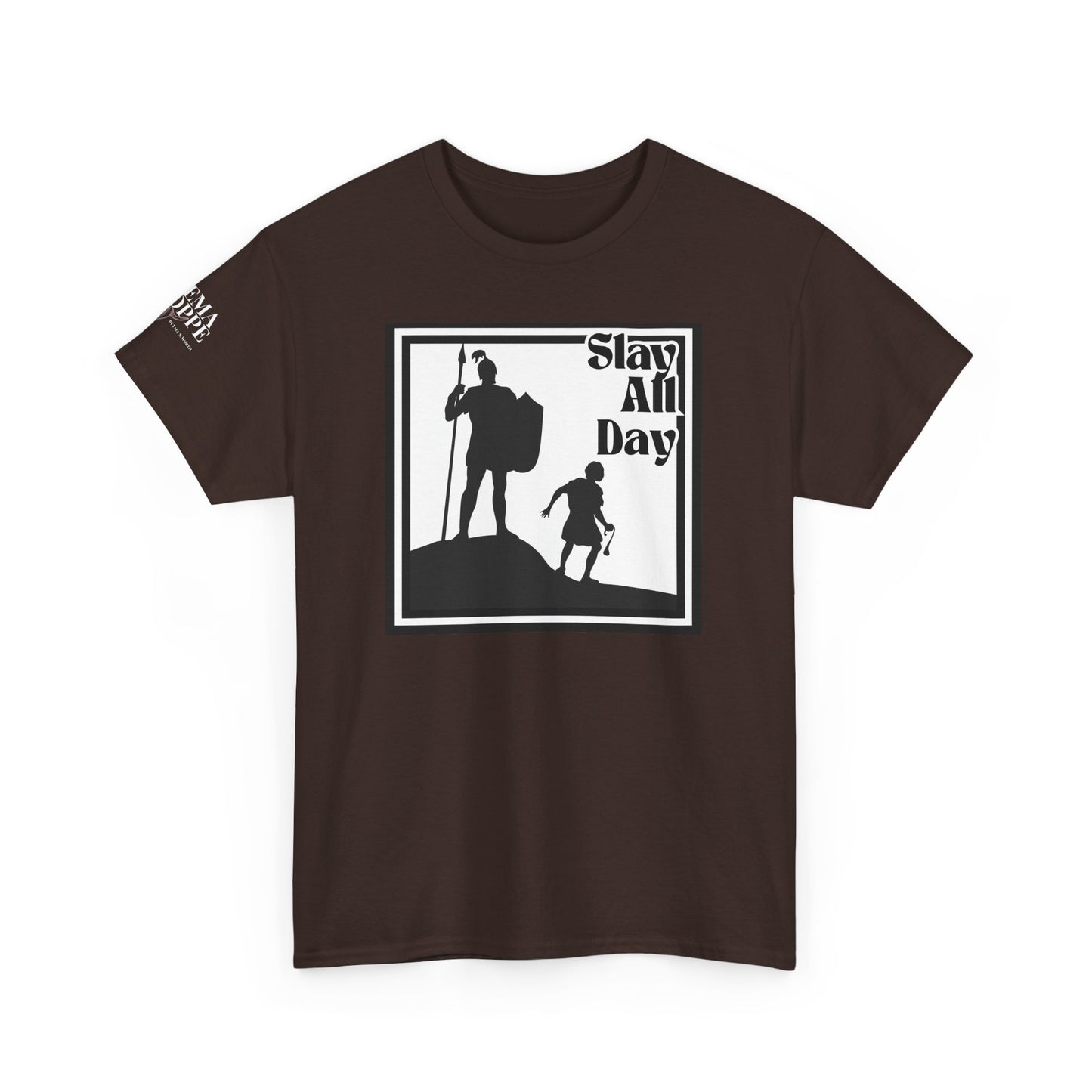 Slay All Day David and Goliath Unisex Heavy Cotton T-Shirt Biblical Humor Tee