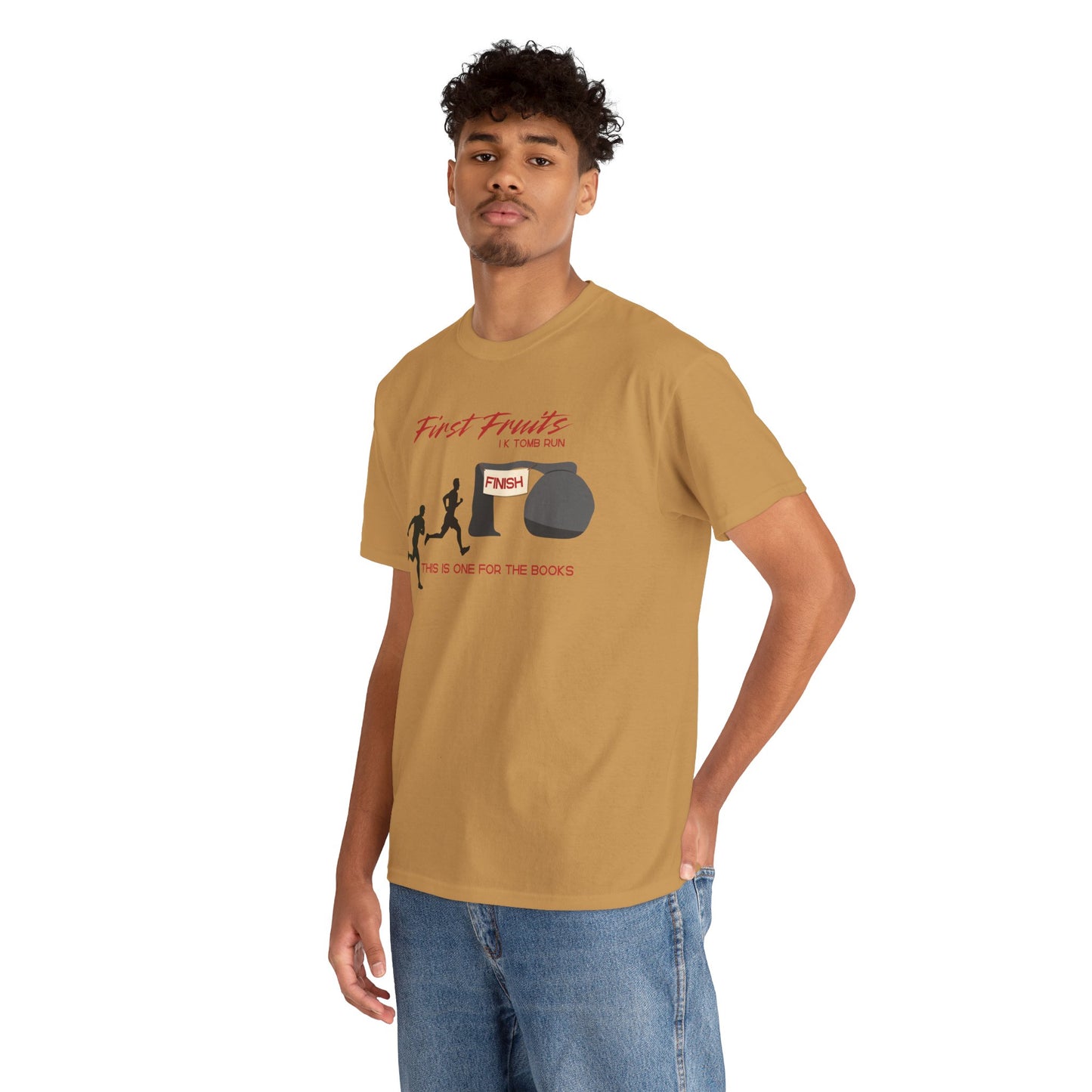 First Fruits 1k Tomb Run Unisex Tee - Funny Biblical Design