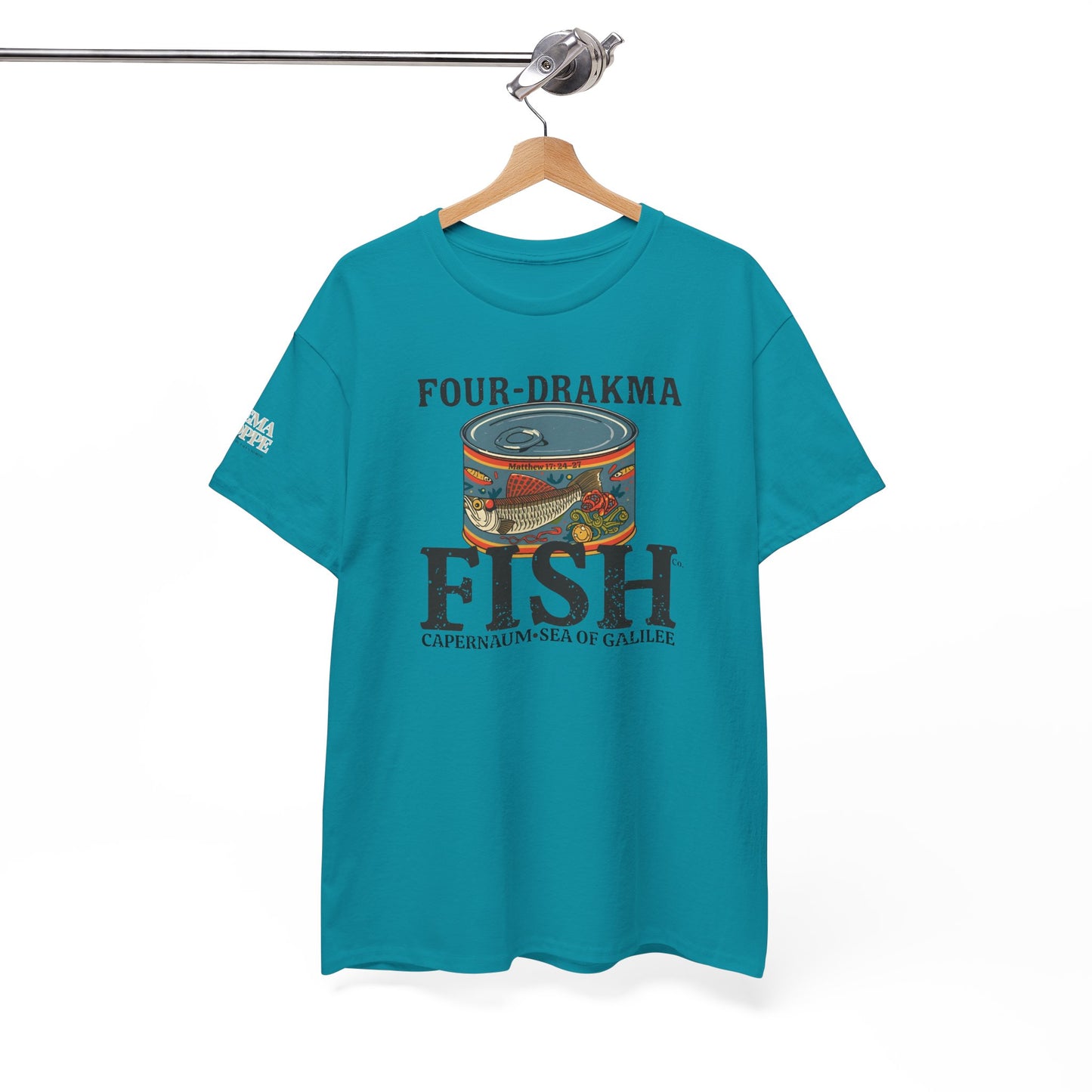 Vintage Four-Drachma Fish Co Matthew 17:24-27 Unisex Tee for Fishermen and Bible Enthusiasts