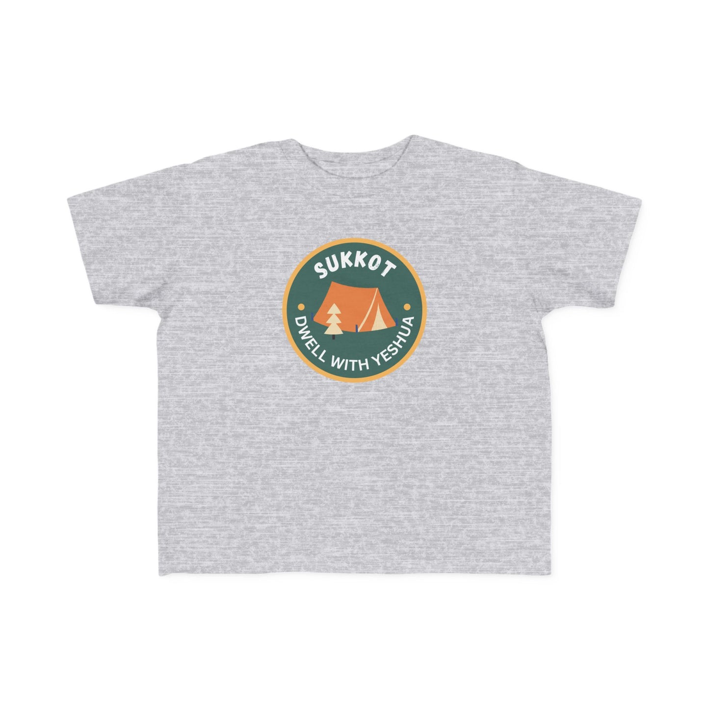 Sukkot Toddler Tee — “Dwell with Yeshua” Camping Badge (Canada)