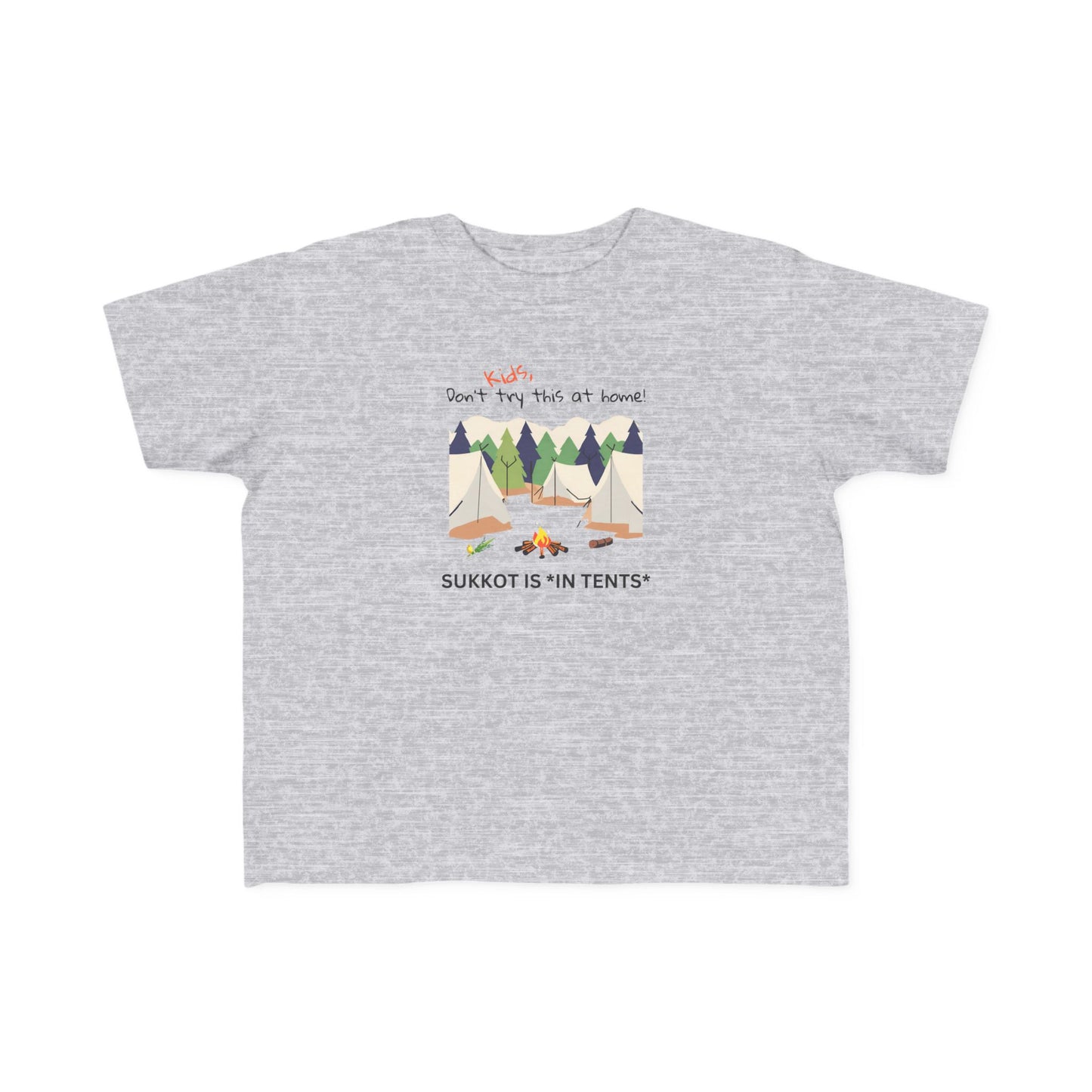 Sukkot Kids Tee — “Sukkot is ‘in tents’” Camping Holiday T-Shirt for Torah Toddlers Canada