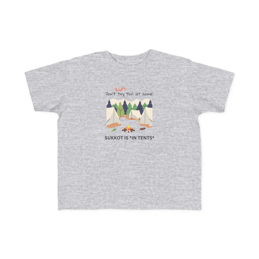 Sukkot Kids Tee — “Sukkot is ‘in tents’” Camping Holiday T-Shirt for Torah Toddlers Canada