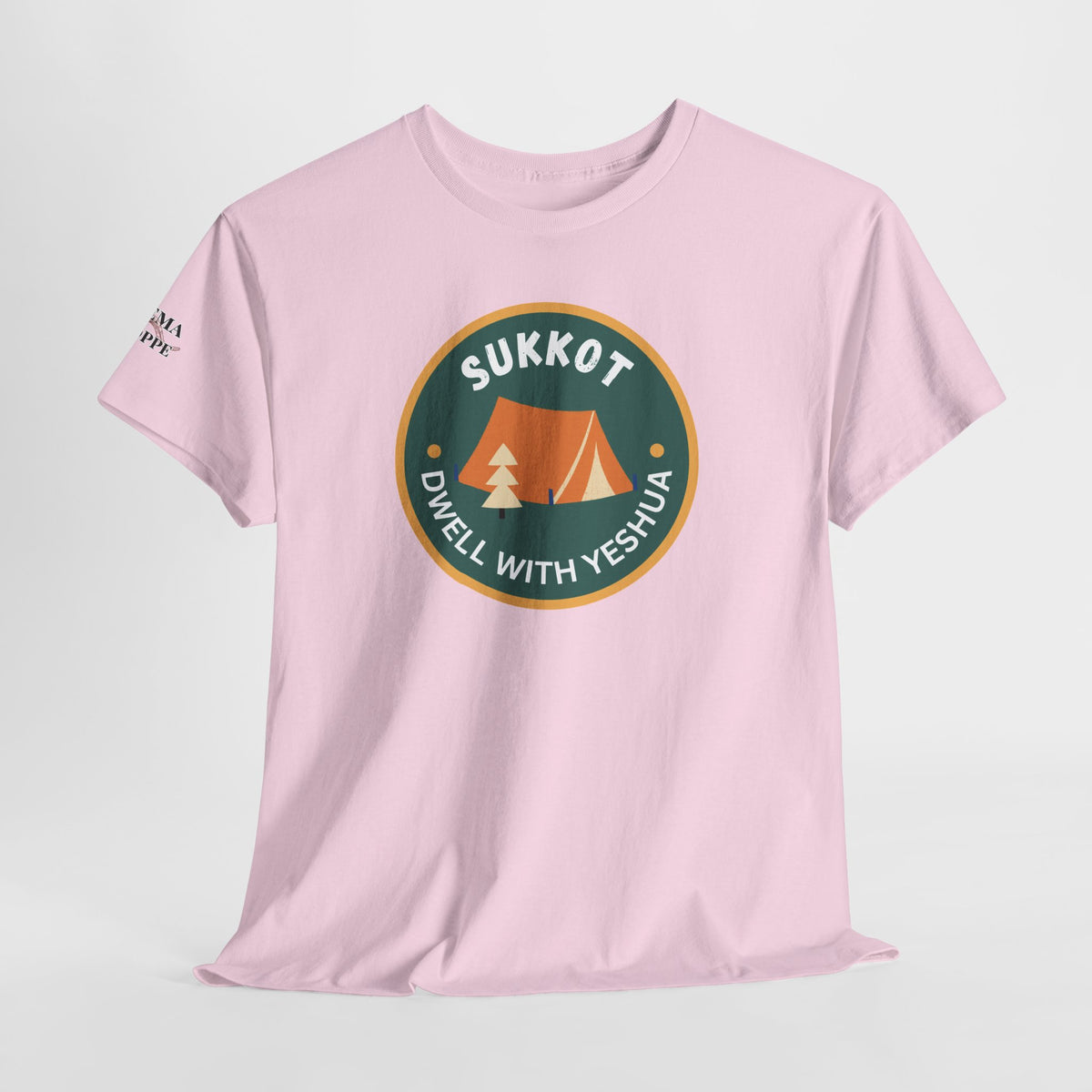 Sukkot Camping Tee — “Dwell With Yeshua” Biblical Feast T‑Shirt