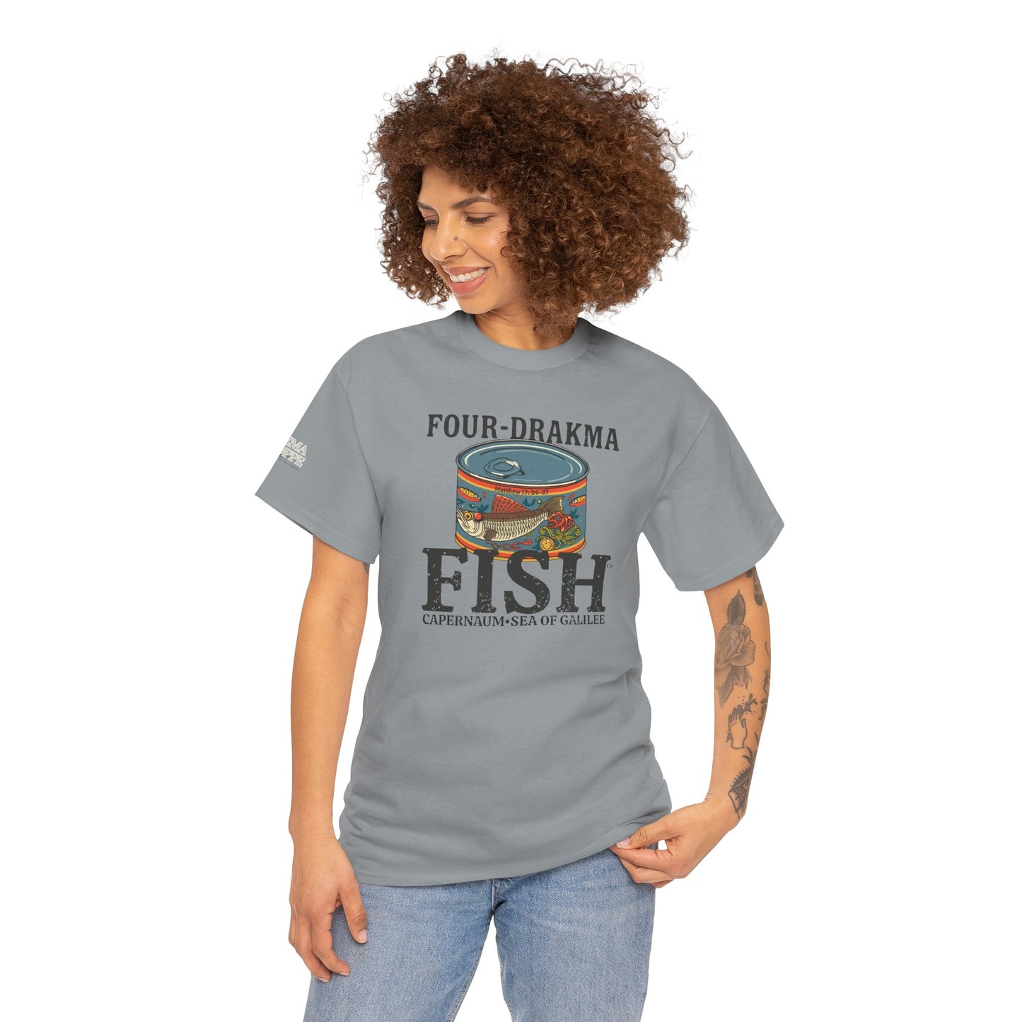 Vintage Four-Drachma Fish Co Matthew 17:24-27 Unisex Tee for Fishermen and Bible Enthusiasts