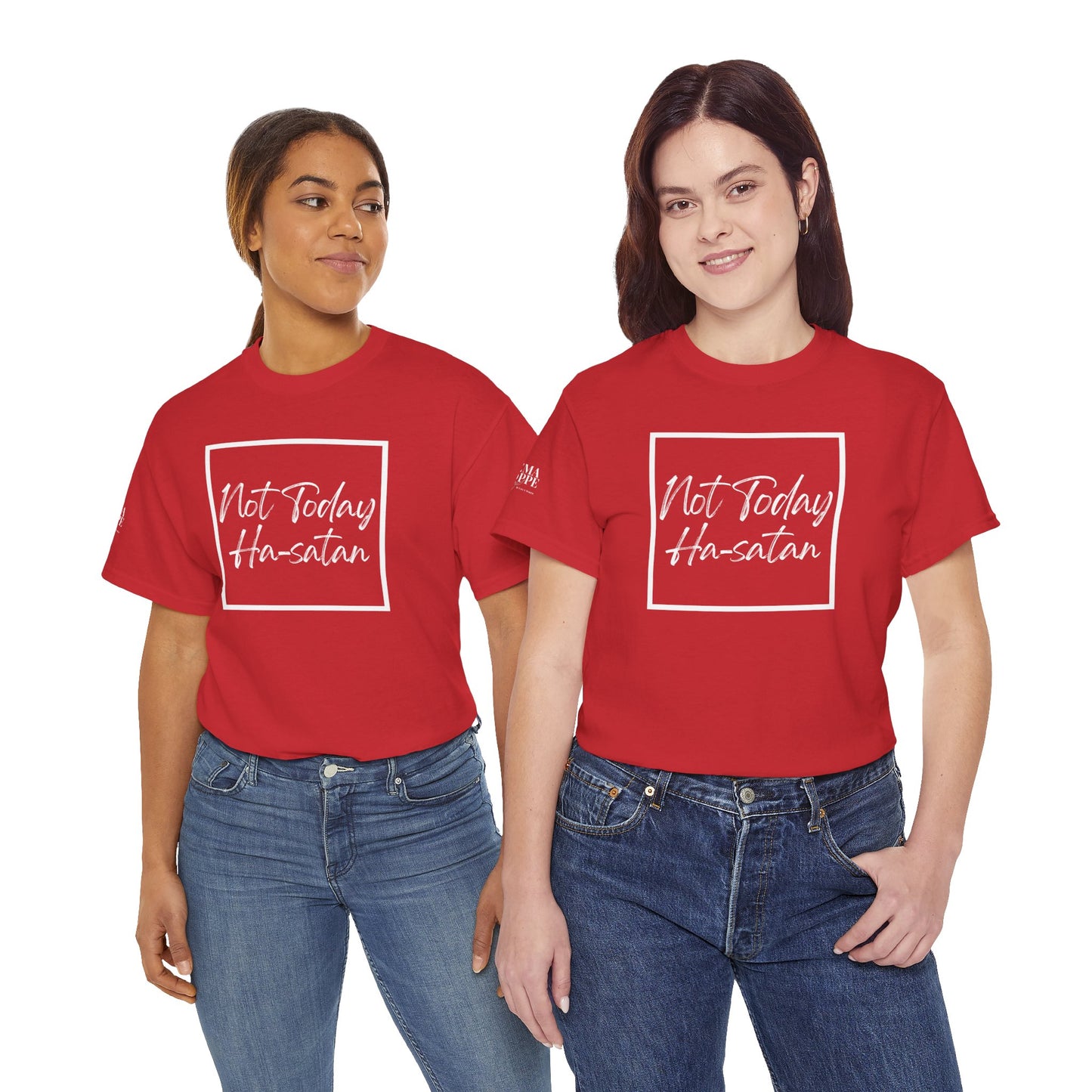 "Not Today Ha-satan" Cotton Tee Minimal Script Graphic Tee