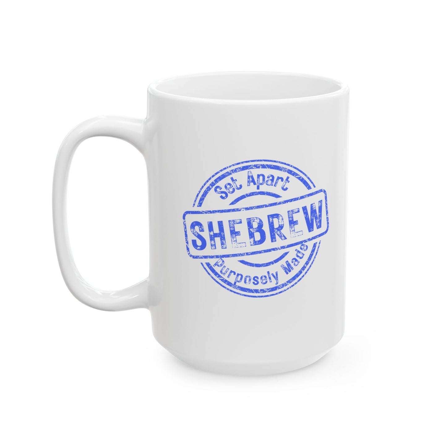 Ceramic Mug - Shebrews Stamp, Perfect for Shabbat and Sharing Faith