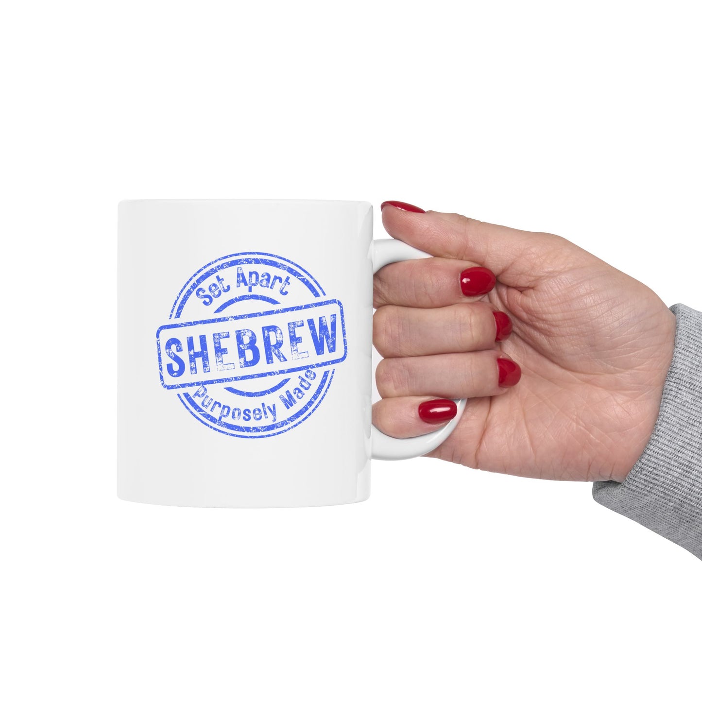 Ceramic Mug - Shebrews Stamp, Perfect for Shabbat and Sharing Faith