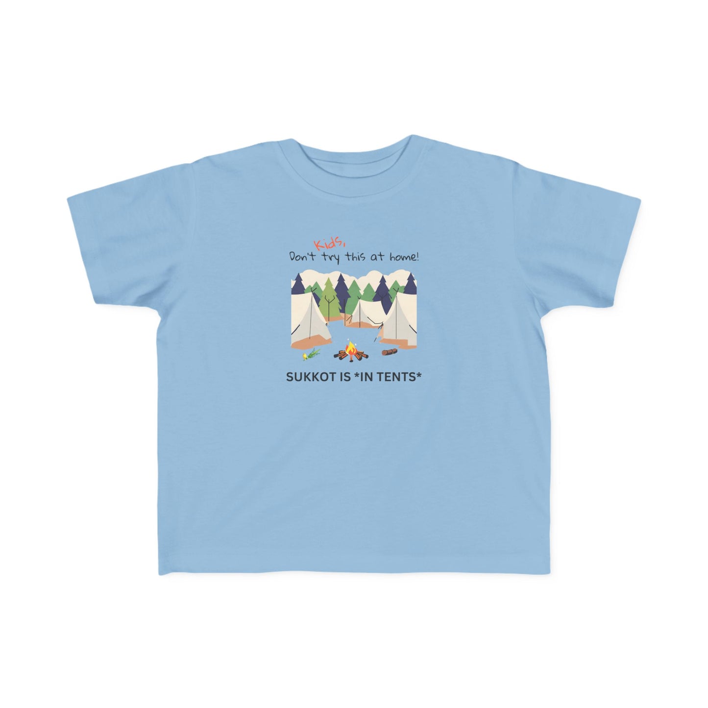 Sukkot Kids Tee — “Sukkot is ‘in tents’” Camping Holiday T-Shirt for Torah Toddlers Canada