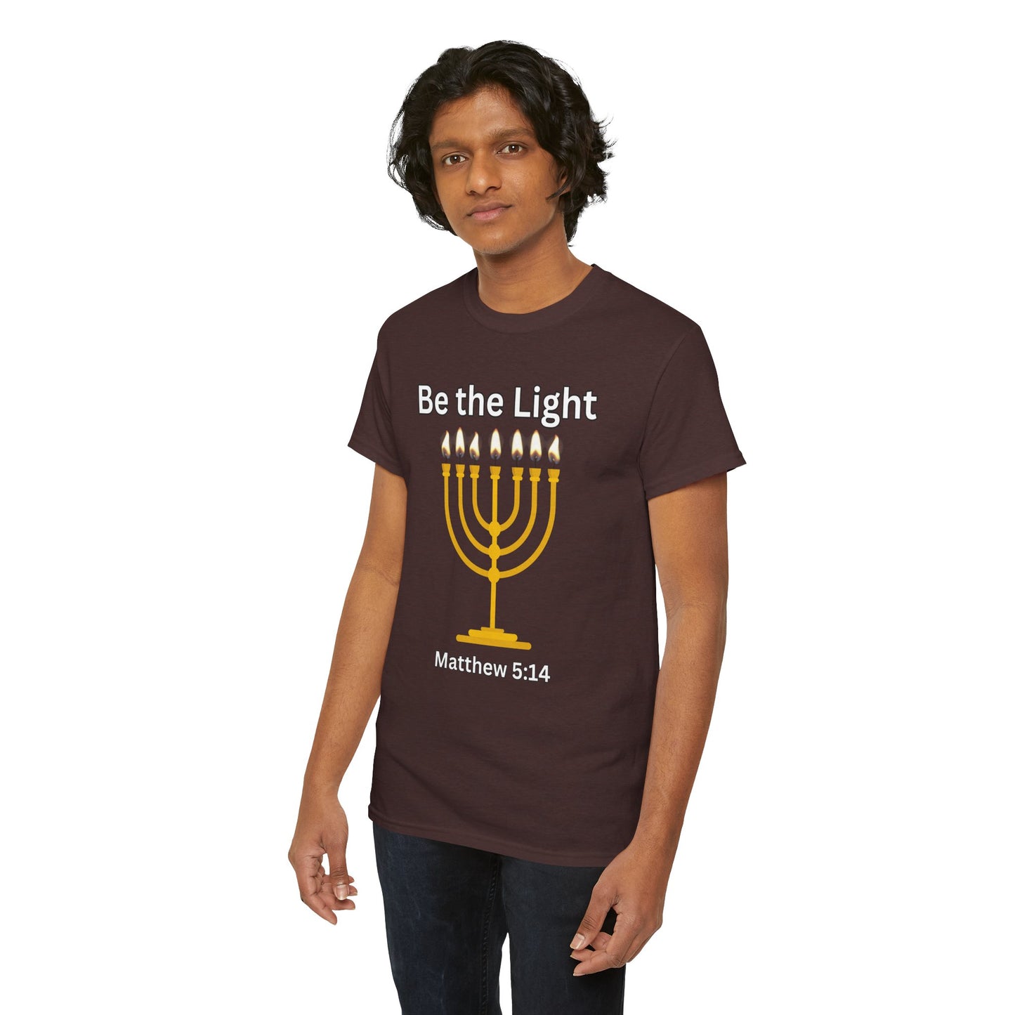 Be the Light Menorah: Unisex Heavy Cotton Tee Matthew 5:14