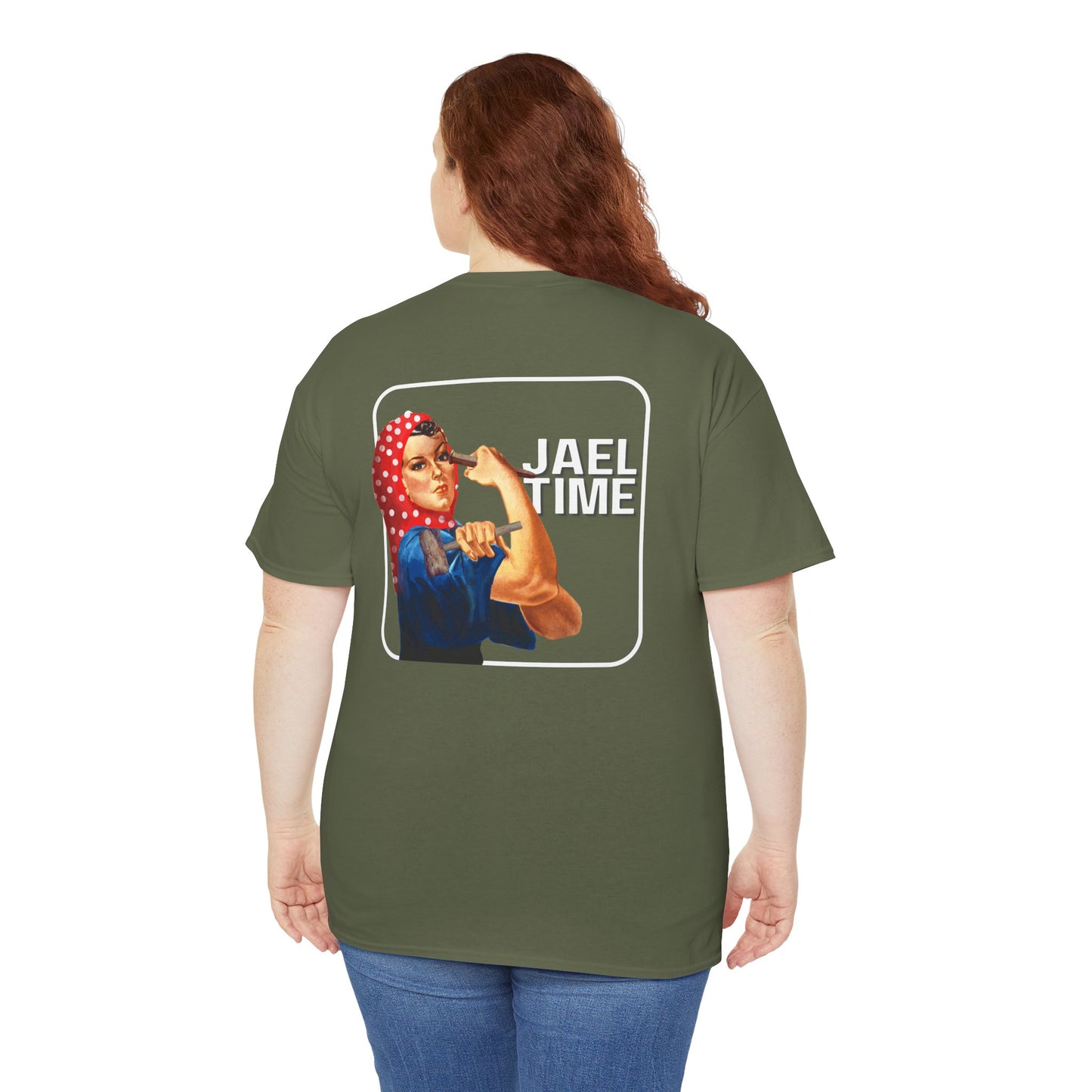 'Jael Time' Humorous Bible Story T-Shirt with Tent Peg and Hammer Design Cotton Tee