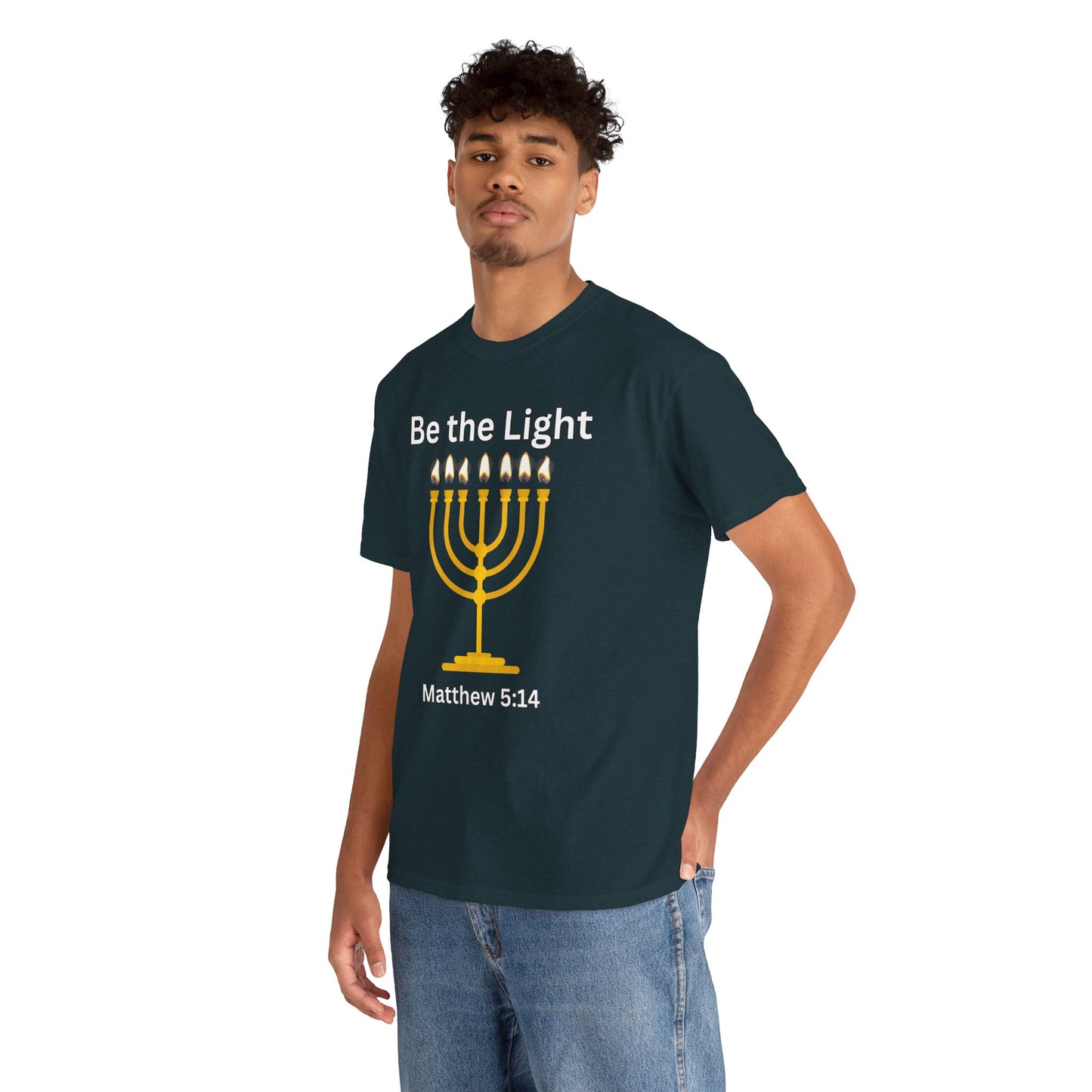 Be the Light Menorah: Unisex Heavy Cotton Tee Matthew 5:14