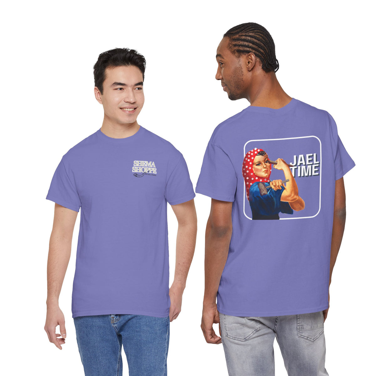 'Jael Time' Humorous Bible Story T-Shirt with Tent Peg and Hammer Design Cotton Tee