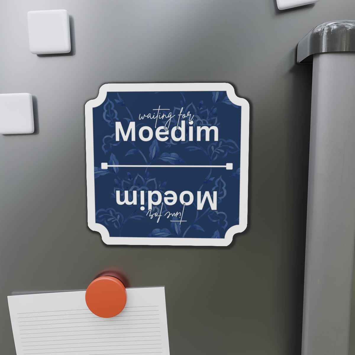 Blue Floral Moedim VS Waiting for Moedim Fun Fridge Decoration Die-Cut Magnet