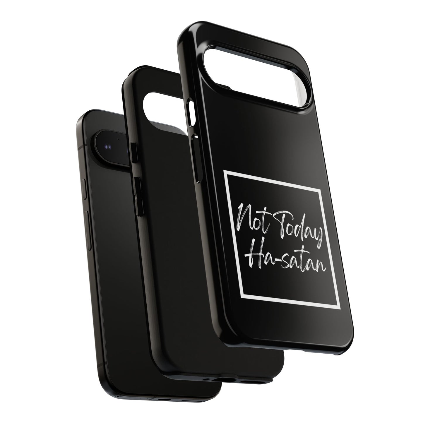 Phone Case- “Not Today Ha-satan” Black Tough Protective Cover Hebrew Humor