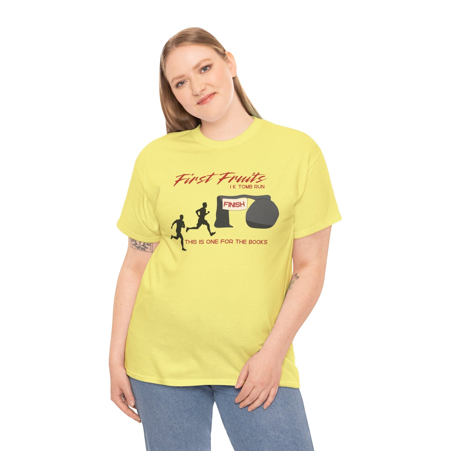 First Fruits 1k Tomb Run Unisex Tee - Funny Biblical Design