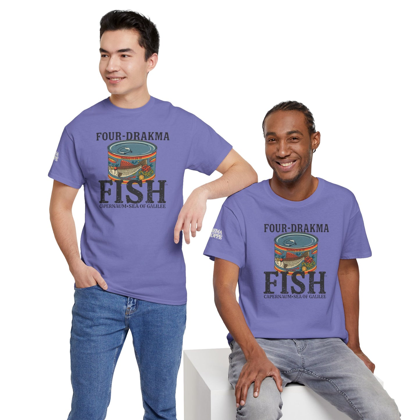 Vintage Four-Drachma Fish Co Matthew 17:24-27 Unisex Tee for Fishermen and Bible Enthusiasts