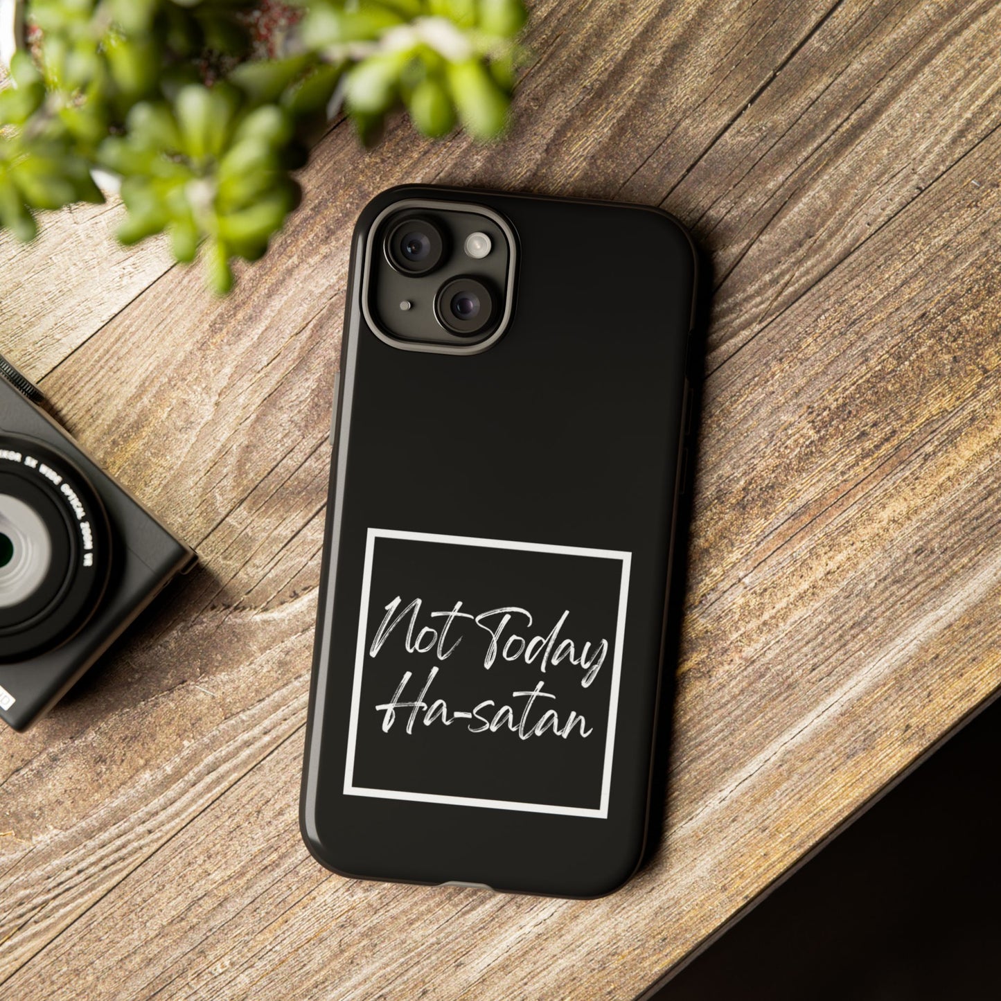 Phone Case- “Not Today Ha-satan” Black Tough Protective Cover Hebrew Humor