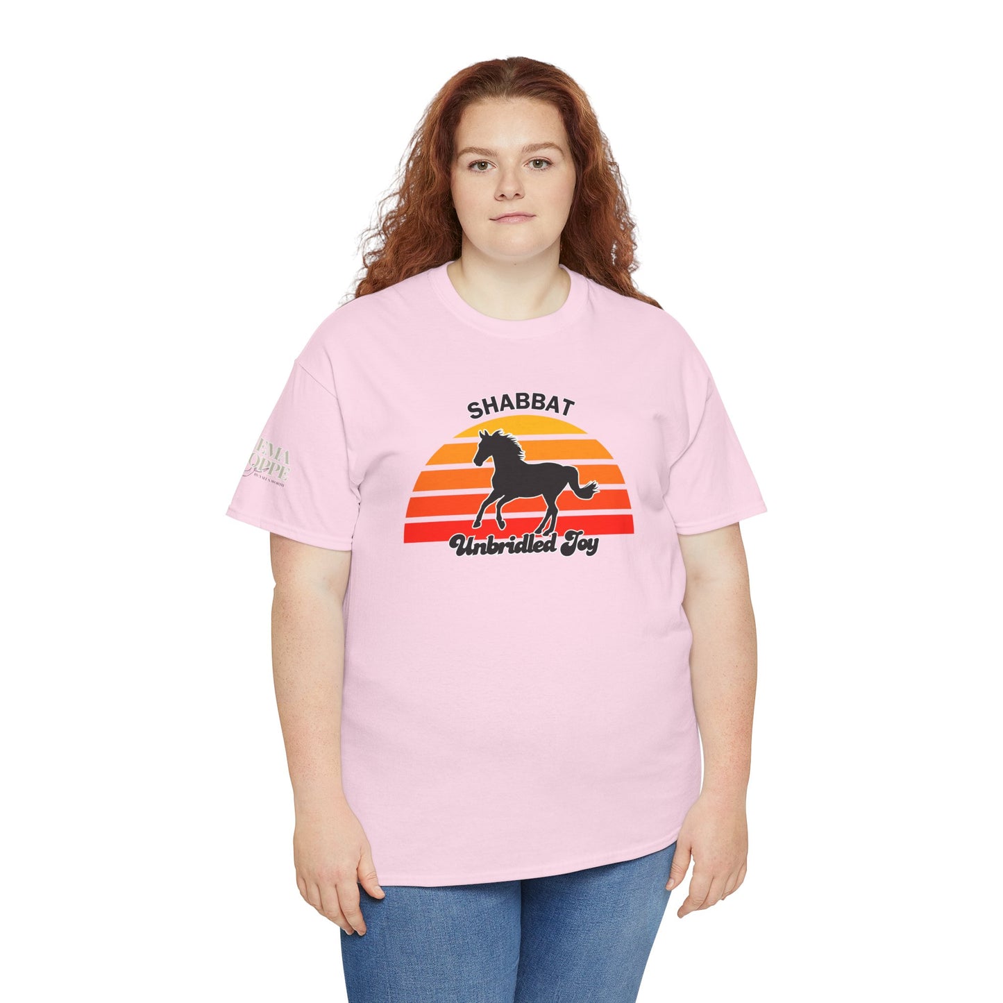 Shabbat Unbridled Joy Tee — Retro Horse Sabbath Sunset T‑Shirt